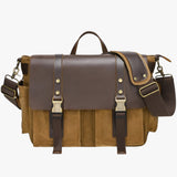 Vintage-tyylinen nahkainen messenger-laukku