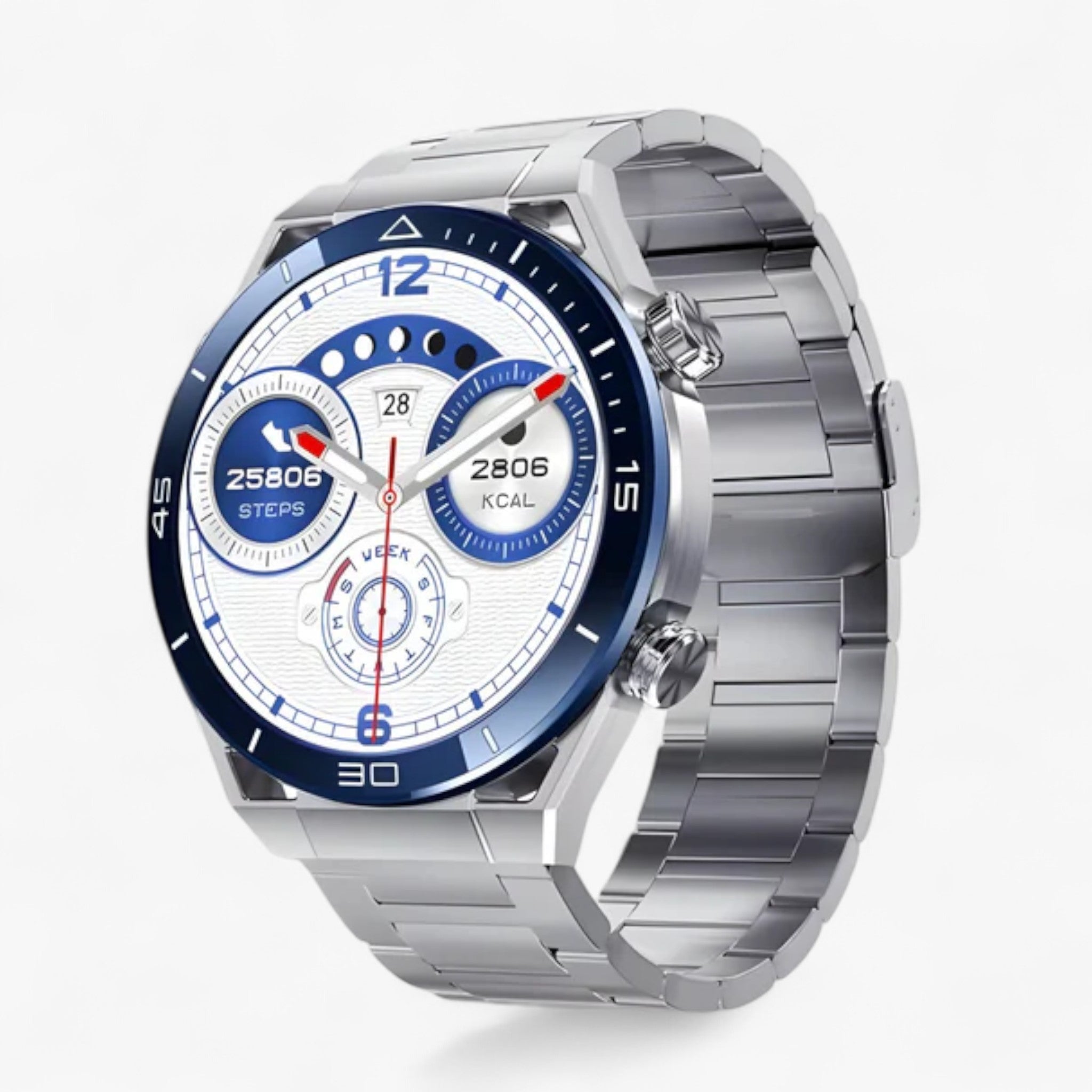 Smartwatch Uomo Nero con GPS, NFC, Chiamate BT, ECG, Monitor Salute e Sport - Compatibile Android iOS - Metallo argento blu - bluetooth chiamate Smart Watches uomini uomini chiamate watches wistwatches - Concept Palermo