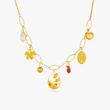 Ketting met hart- en tulpbedels