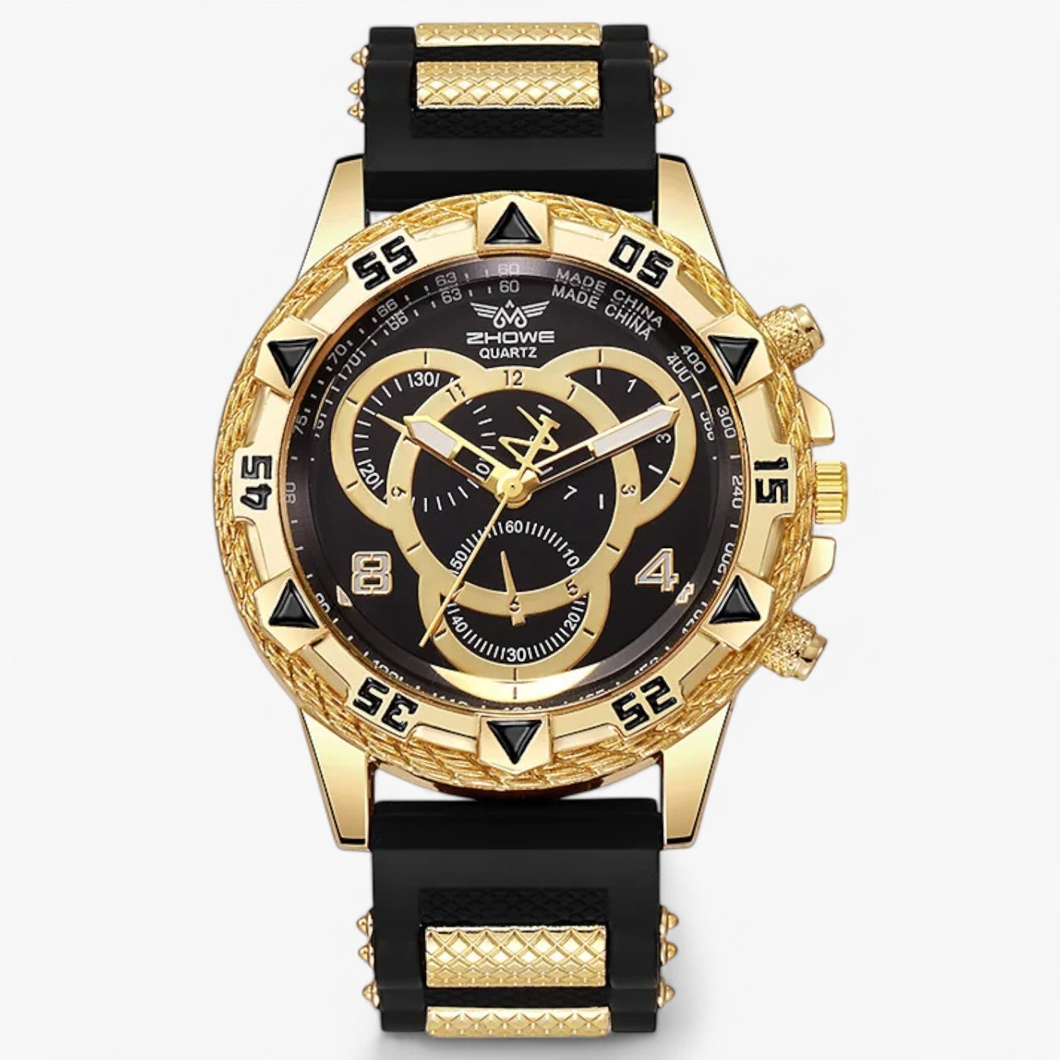 Orologio sportivo con cinturino in silicone comodo Uomo - Oro Nero - cinturino mens accessory orologio orologio sportivo silicone sportivo uomo watch watch for men watches - Concept Palermo