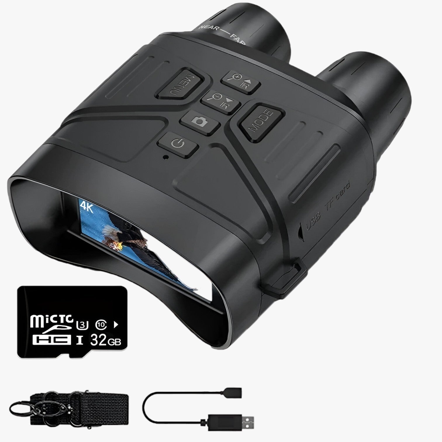 Binocolo Digitale Notturno 4K HD con Registrazione Video, Zoom 5X, Foto e IR Potente - Nero -32GB - binocolo binocolo notturno camera gadget gadgets notturno registrazione zoom - Concept Palermo