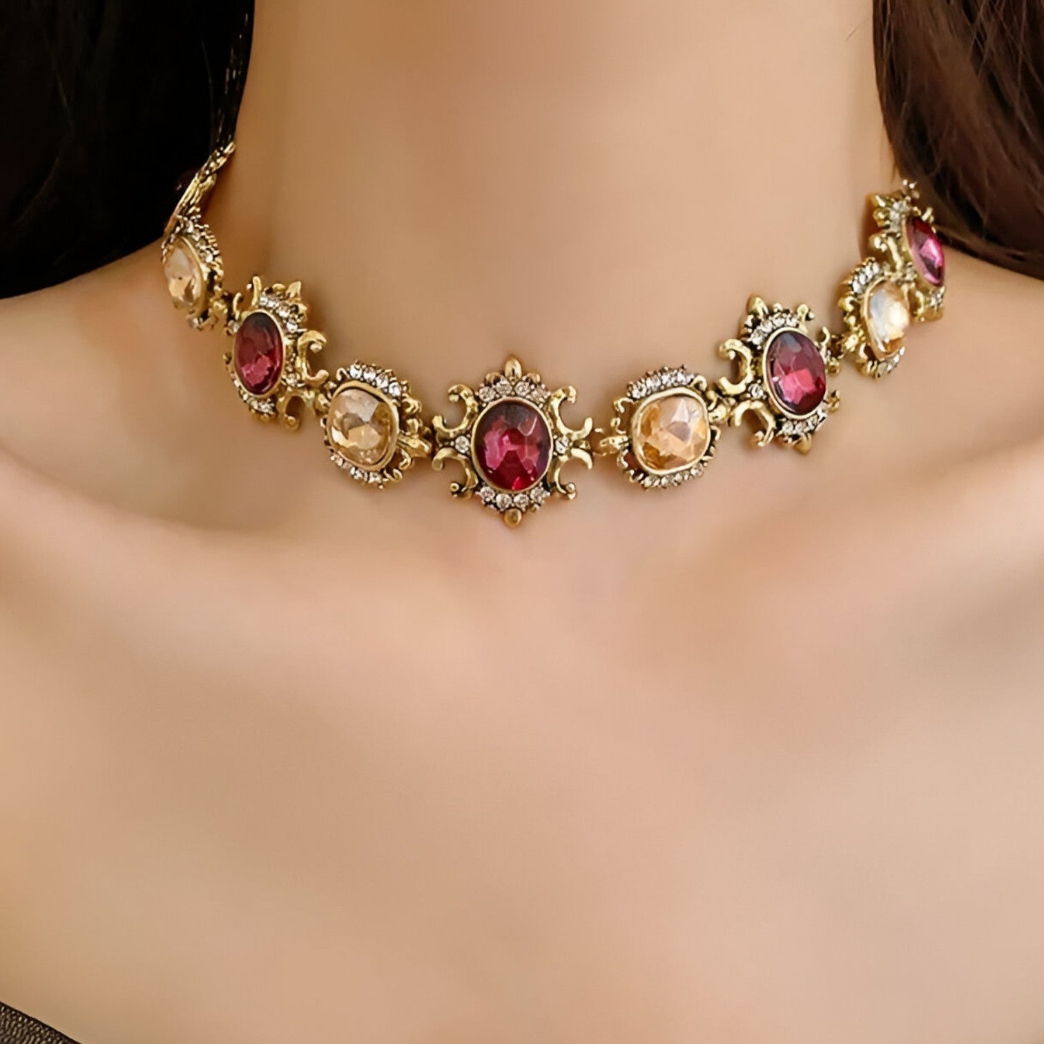 Set di gioielli Patchwork Retro – Splendore senza tempo, stile raffinato Donna - - donna elegant womens necklaces Fashion Necklaces gioielli gioielli patchwork jewelry Necklace Necklaces for Women patchwork raffinato retro splendore - Concept Palermo