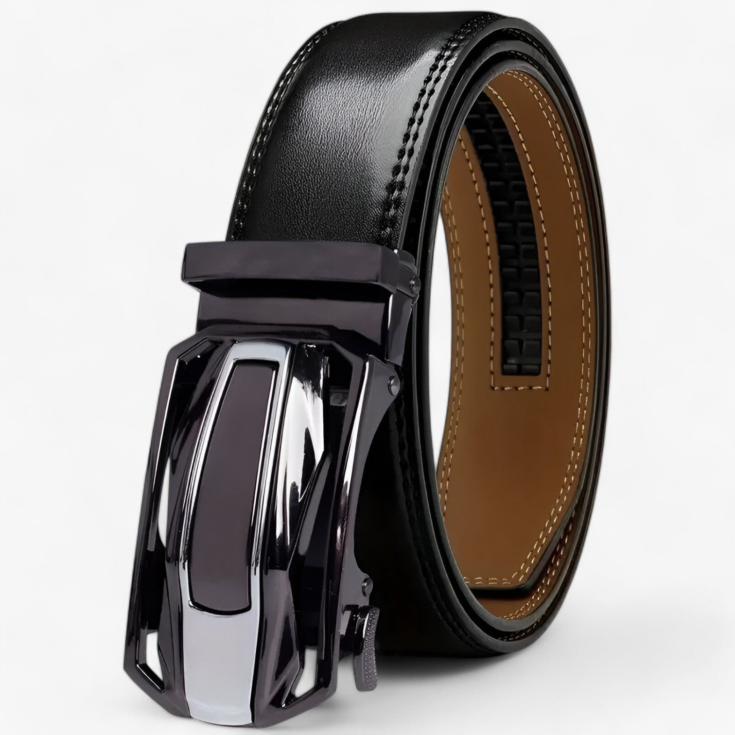 Cintura Uomo in Vera Pelle Nera, Elegante e Resistente, per Abiti e Casual - - Belts cintura cintura vera durata mens accessory Mens belt pelle stile uomo vera - Concept Palermo