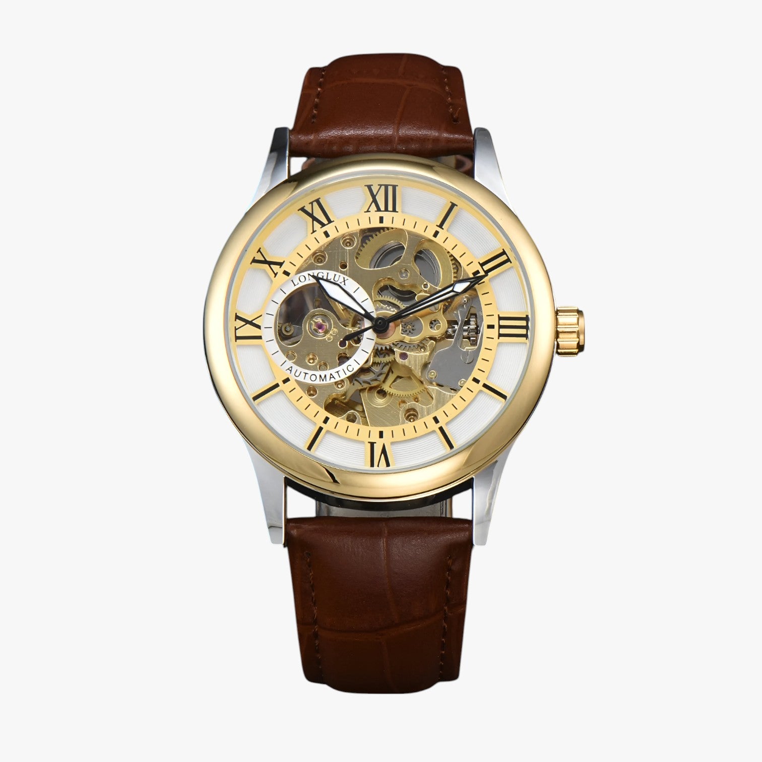 Orologio da Uomo Impermeabile in Vera Pelle Marrone, Elegante e Resistente - Oro medio bianco - impermeabile orologio orologio impermeabile pelle uomo watch watch for men watches WATCHES FOR MEN Wristwatch - Concept Palermo