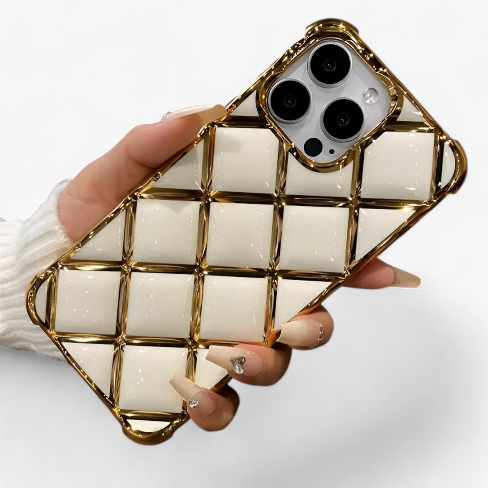 Cover iPhone [Modello] Glitter Diamantata Trasparente Antiurto Rigida in Silicone - Bianco - custodia custodia telefono diamond gadgets grid telefono - Concept Palermo