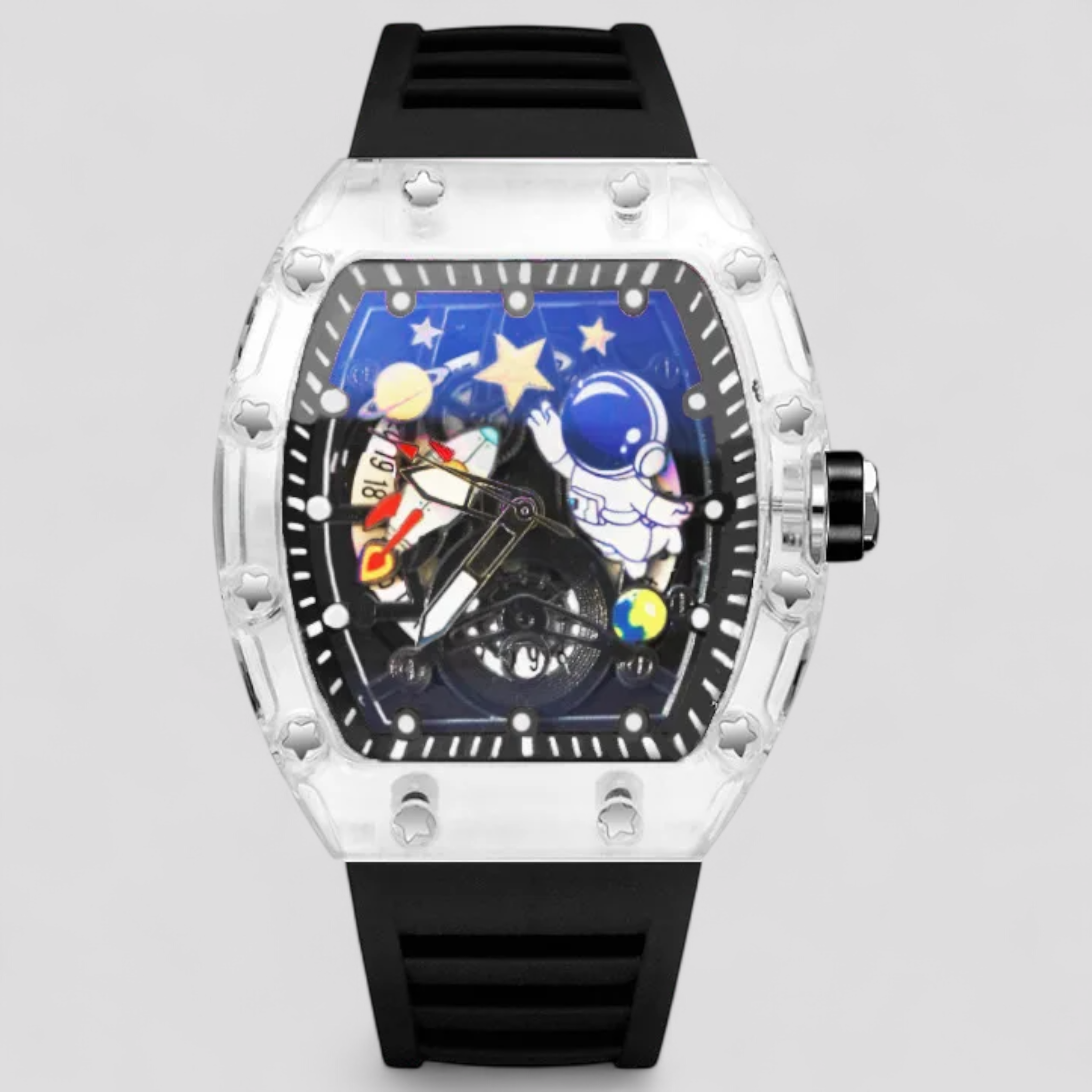 Orologio Meccanico Uomo Estivo Personalizzabile, Cassa Acciaio, Cinturino in Tessuto - Pennarelli bianchi neri - estivo meccanico orologio orologio meccanico personalizzato uomo watch for men watch for women watches WATCHES FOR MEN - Concept Palermo