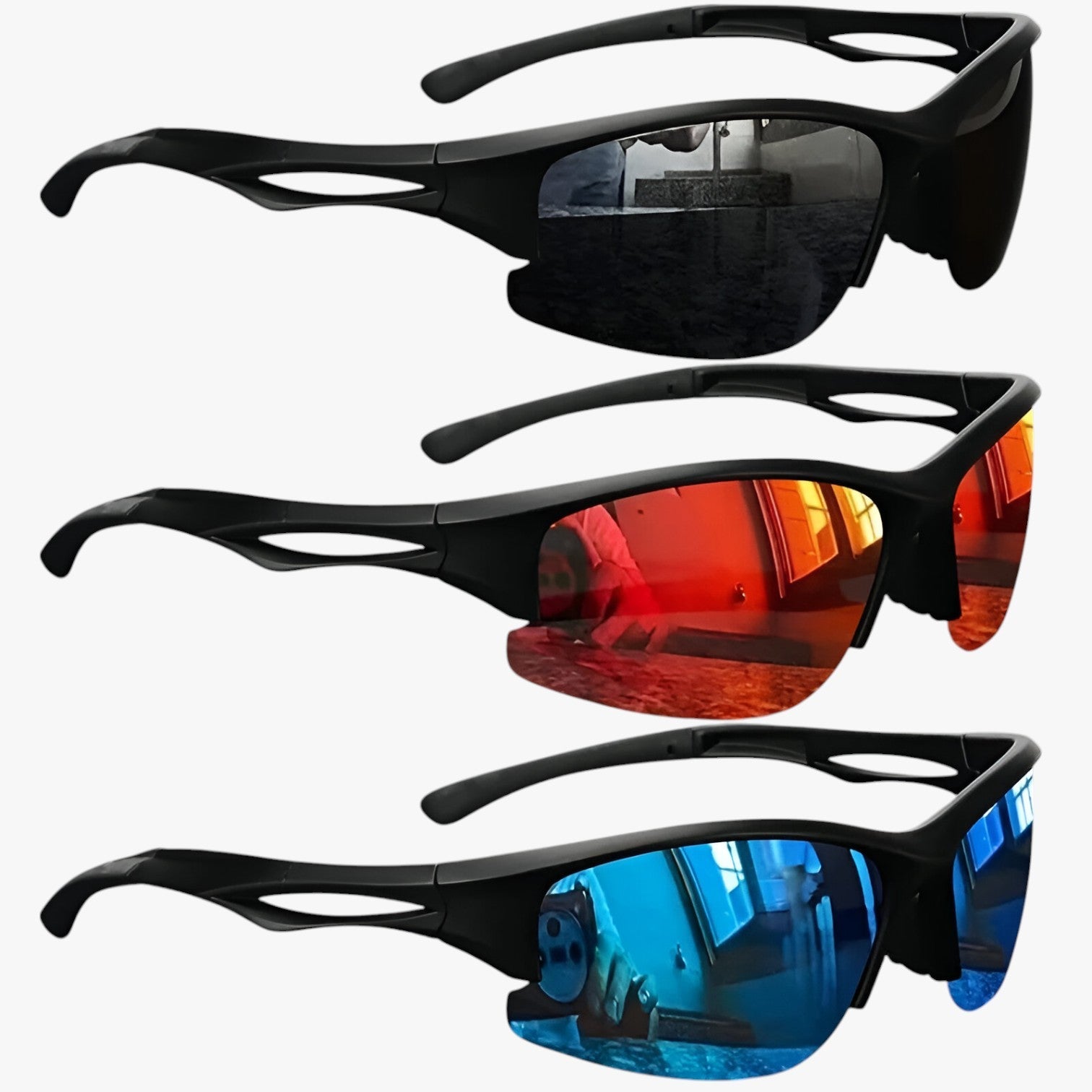 Occhiali da sole sportivi con montatura metà bordo - Polarizzati e visione colorata Uomo - - bordo colorata mens sunglasses metà montatura occhiali occhiali sole Polarized man sunglasses polarizzati sole Sunglasses - Concept Palermo