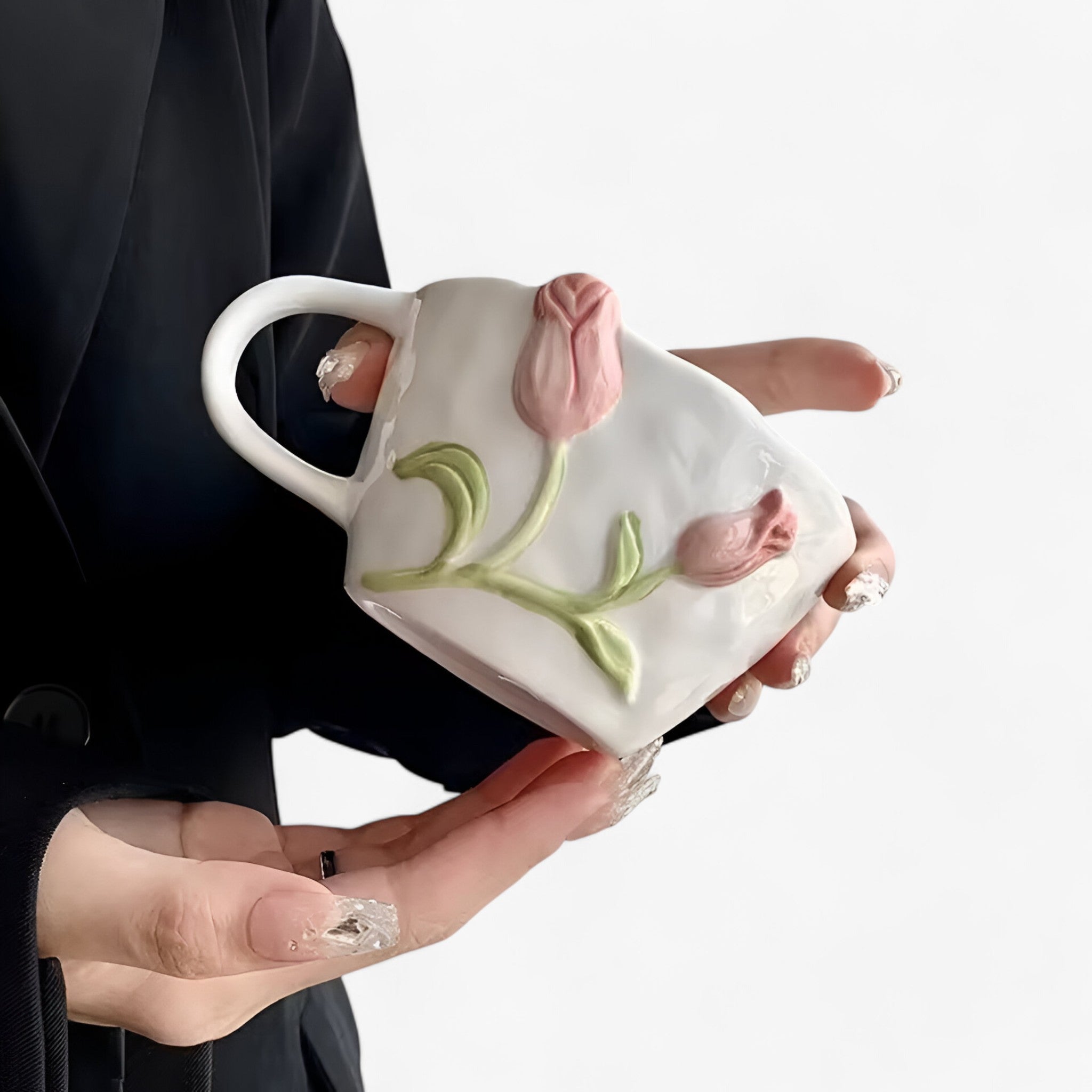 Tazza da caffè in ceramica creativa a forma di tulipano con piattino - - caffè ceramica creativa forma home & garden huis & tuin piattino tazza tazza caffè - Concept Palermo