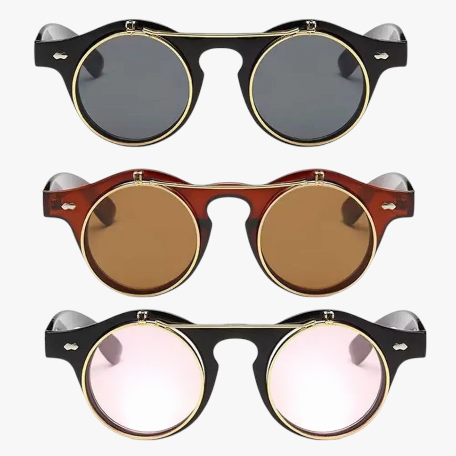 Occhiali da Sole Retrò Unisex Doppia Lente Flip & Protezione UV Punk Uomo - - doppia Fashion Sunglasses flip lente mens sunglasses occhiali occhiali sole protezione punk retr Sunglasses - Concept Palermo