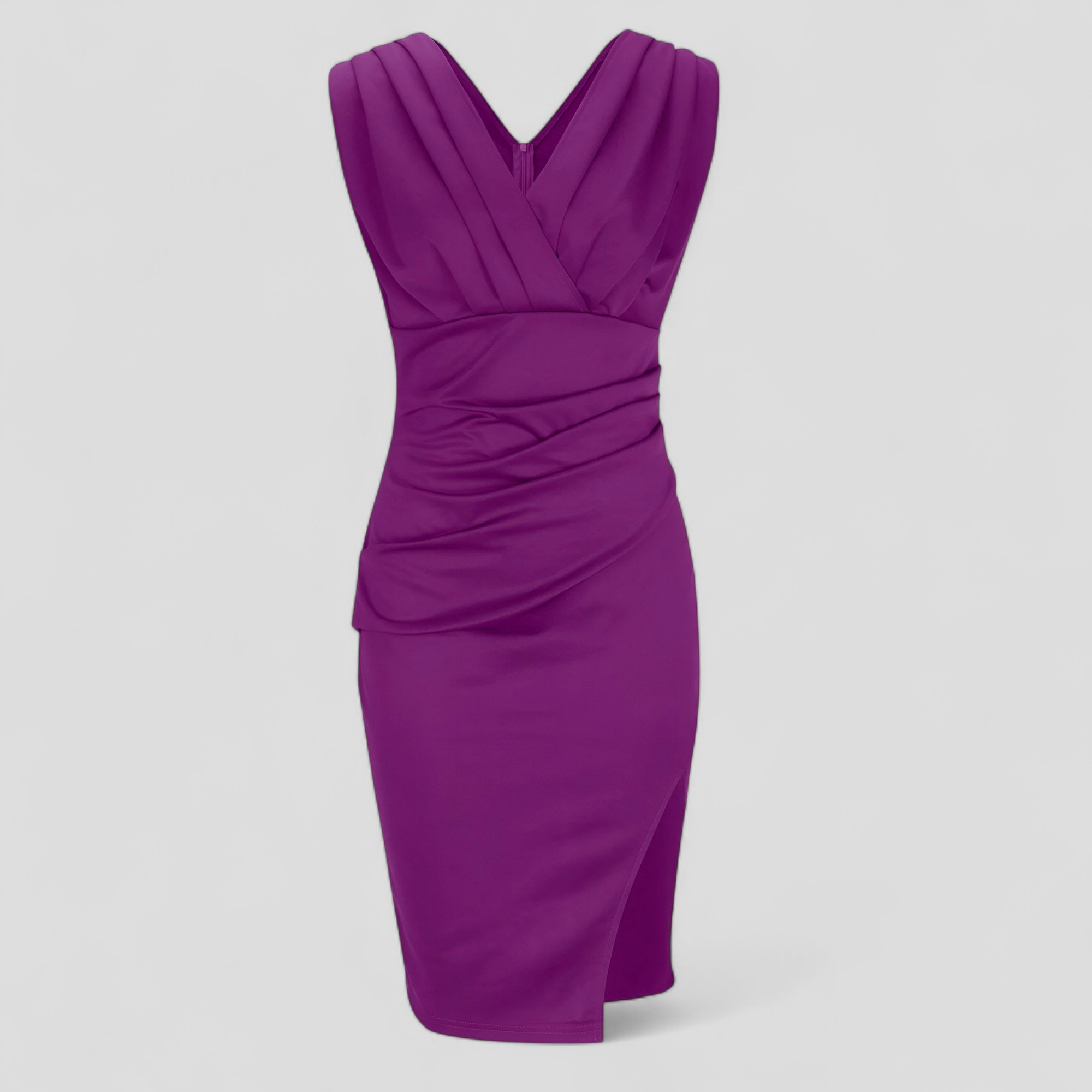 Abito da Cerimonia Donna Elegante con Scollo a V, Vestito Lungo da Sera Formale - Porpora - abbigliamento chic abiti da gala abito abito affusolato abito elegante abito in tessuto morbido abito per occasioni speciali cerimonia donna dresses hals moda donna elegante vestito con V-hals vestito sensualità ed eleganza vestito versatile - Concept Palermo