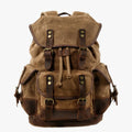 Mochila de senderismo de lona y piel de gran capacidad para hombre