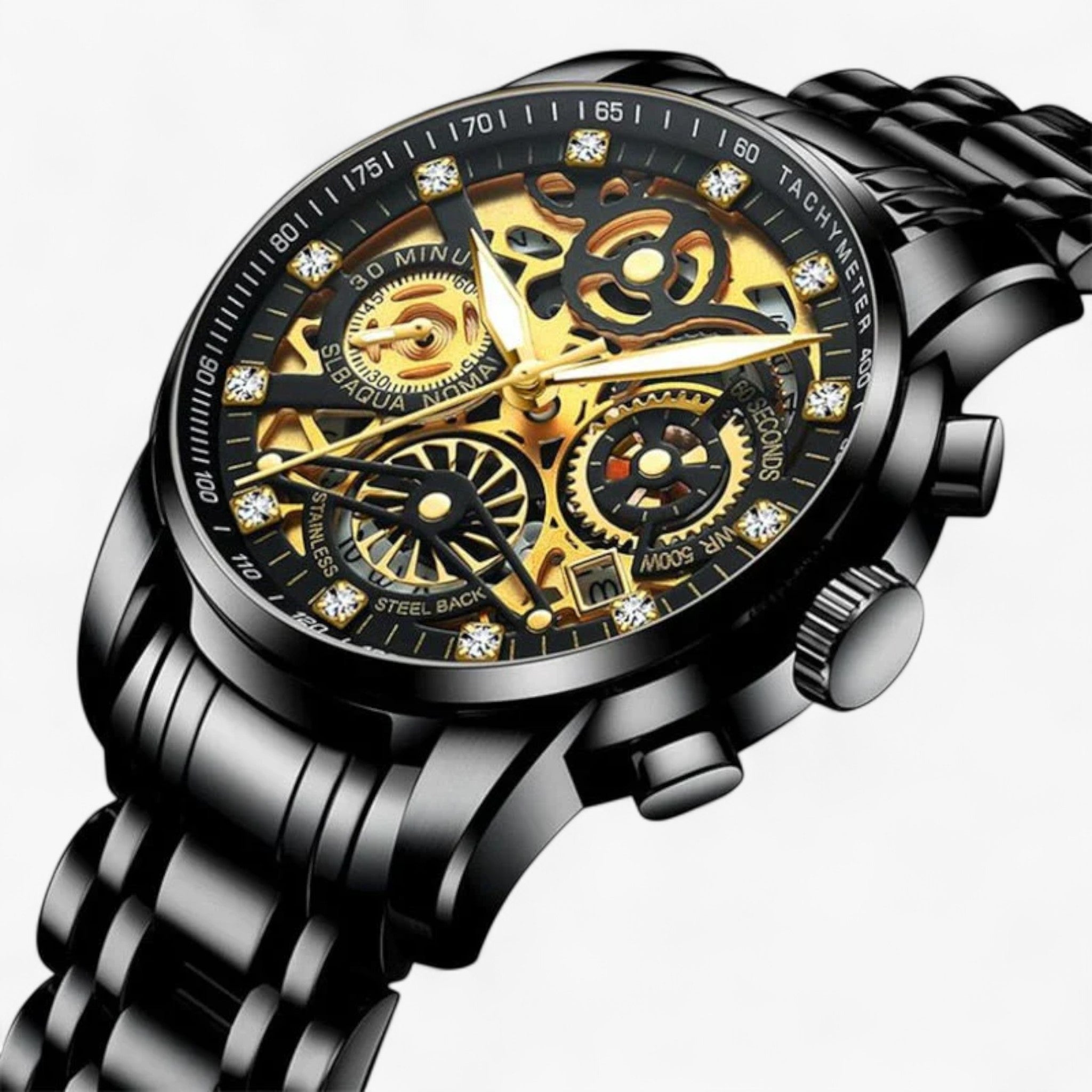 Orologio Uomo Elegante Nero in Vera Pelle, Cassa Acciaio 42mm, Movimento Quarzo - Nero - orologio orologio uomo uomo Watches - Concept Palermo