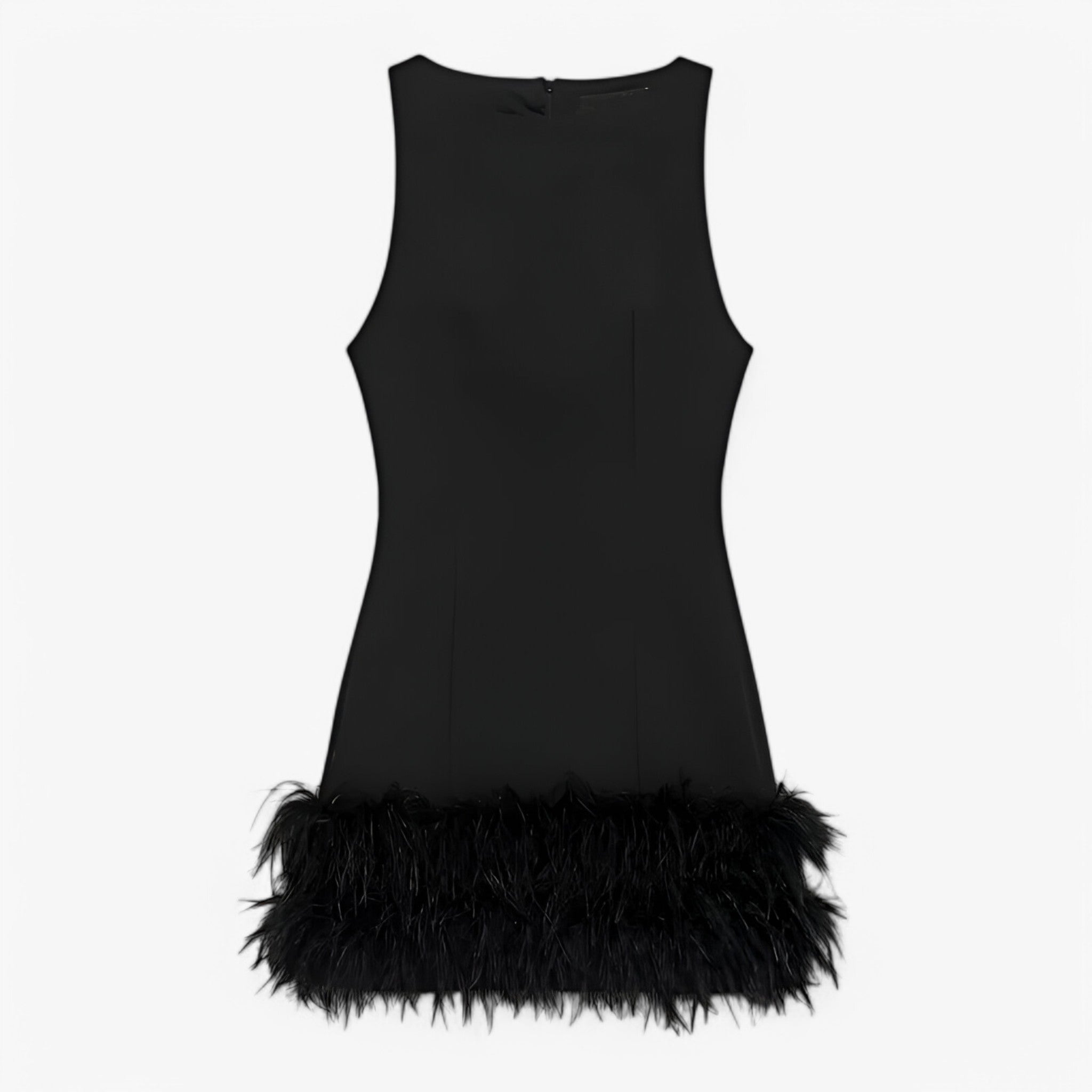 Mini Abito Nero Donna con Piume Elegante e Audace per Serate Speciali - Nero - abito abito piume audace donna dresses piume - Concept Palermo