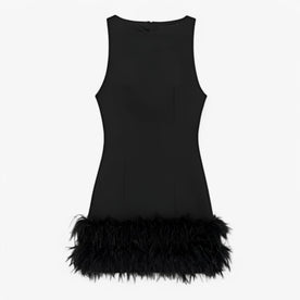 Mini Abito Nero Donna con Piume Elegante e Audace per Serate Speciali - Nero - abito abito piume audace donna dresses Linen piume Solid Women - Concept Palermo