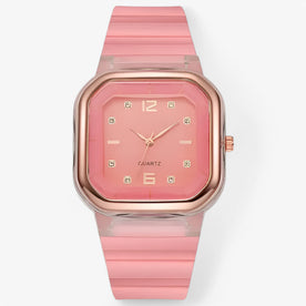 Orologio da donna in silicone con quadrante grande e dettagli strass - rosa - dettagli donna female watch Linen orologio orologio donna quadrante silicone strass watch for women watches Women - Concept Palermo