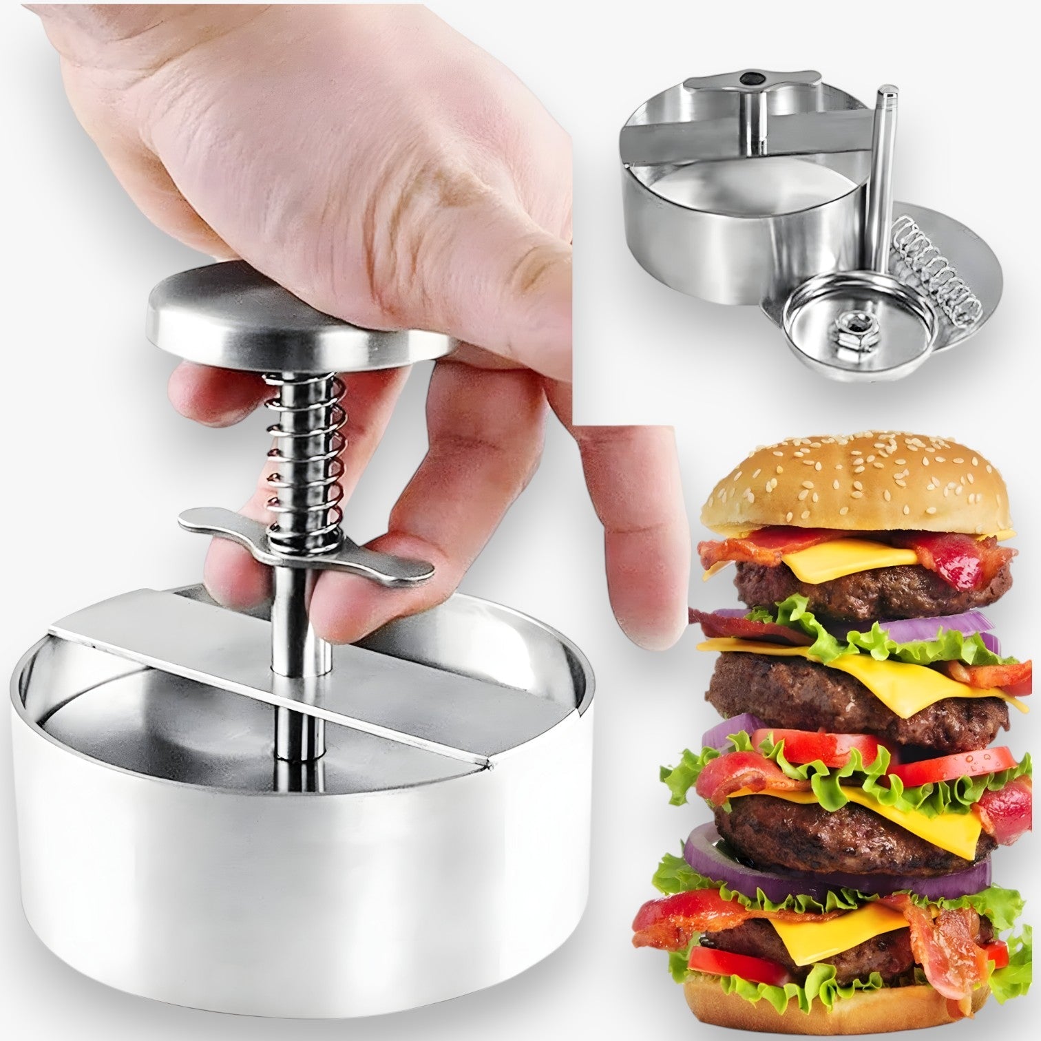 Pressa per hamburger in acciaio inossidabile - Hamburger antiaderenti Uomo - - acciaio antiaderenti hamburger inossidabile Kitchen kitchen & dining kitchen accessory kitchen tools pressa pressa hamburger uomo - Concept Palermo