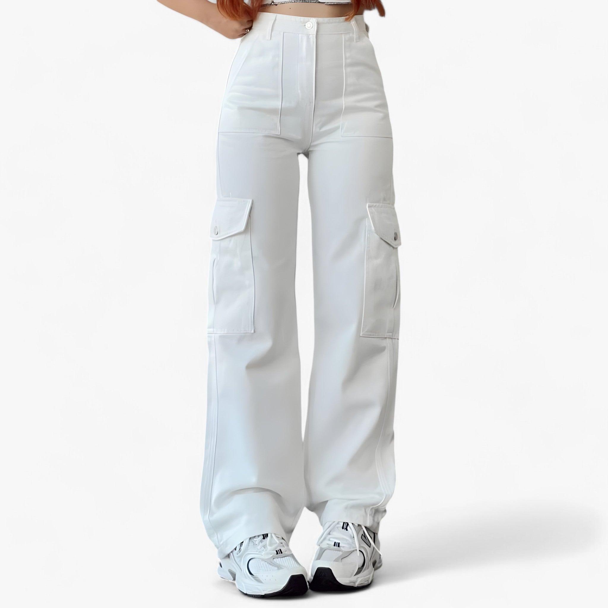 Pantaloni cargo - Streetwear e vestibilità comoda - Bianco - cargo comoda pantaloni pantaloni cargo pants streetwear vestibilità women pants - Concept Palermo