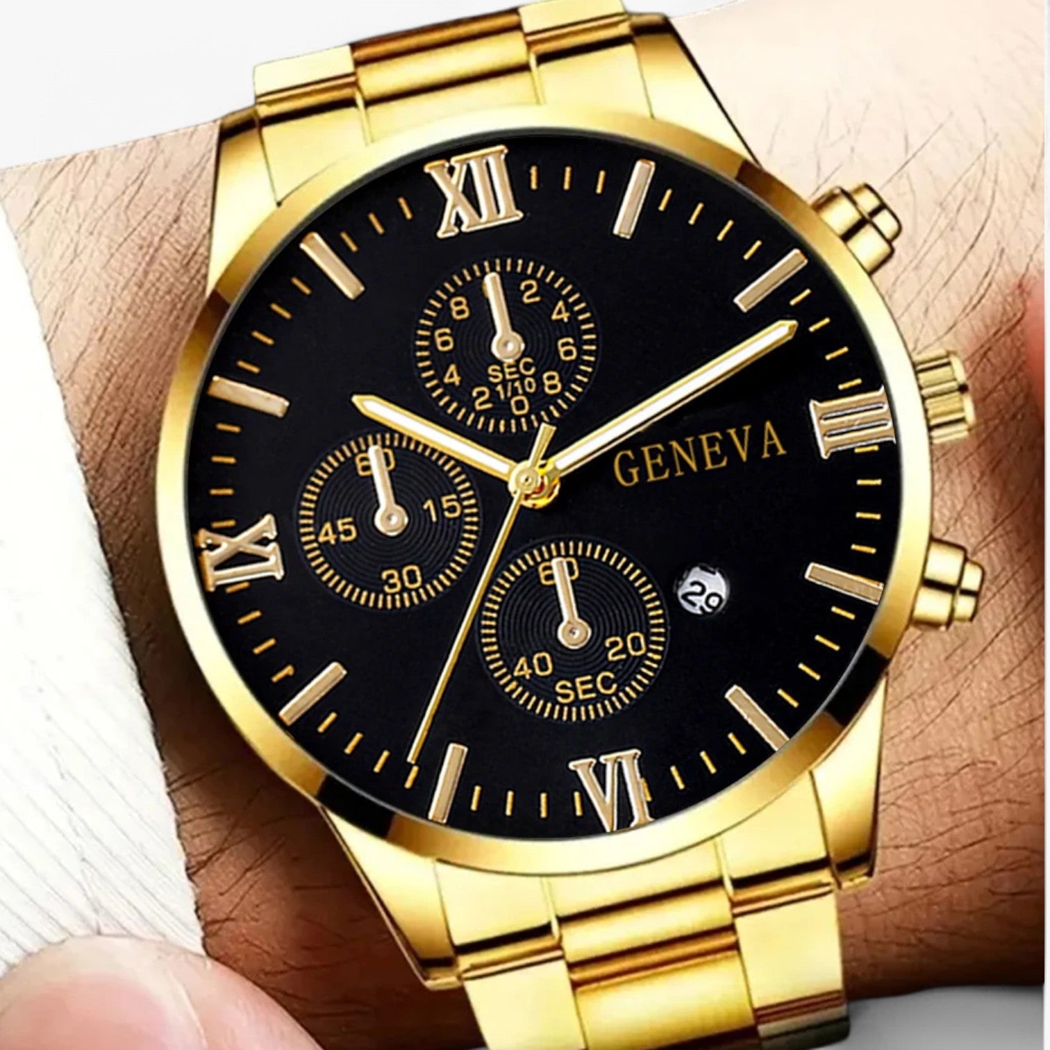 Set di orologi romani dorati - completo Uomo - - completo dorati mens accessory orologi orologi romani romani uomo watch watch for men watches - Concept Palermo