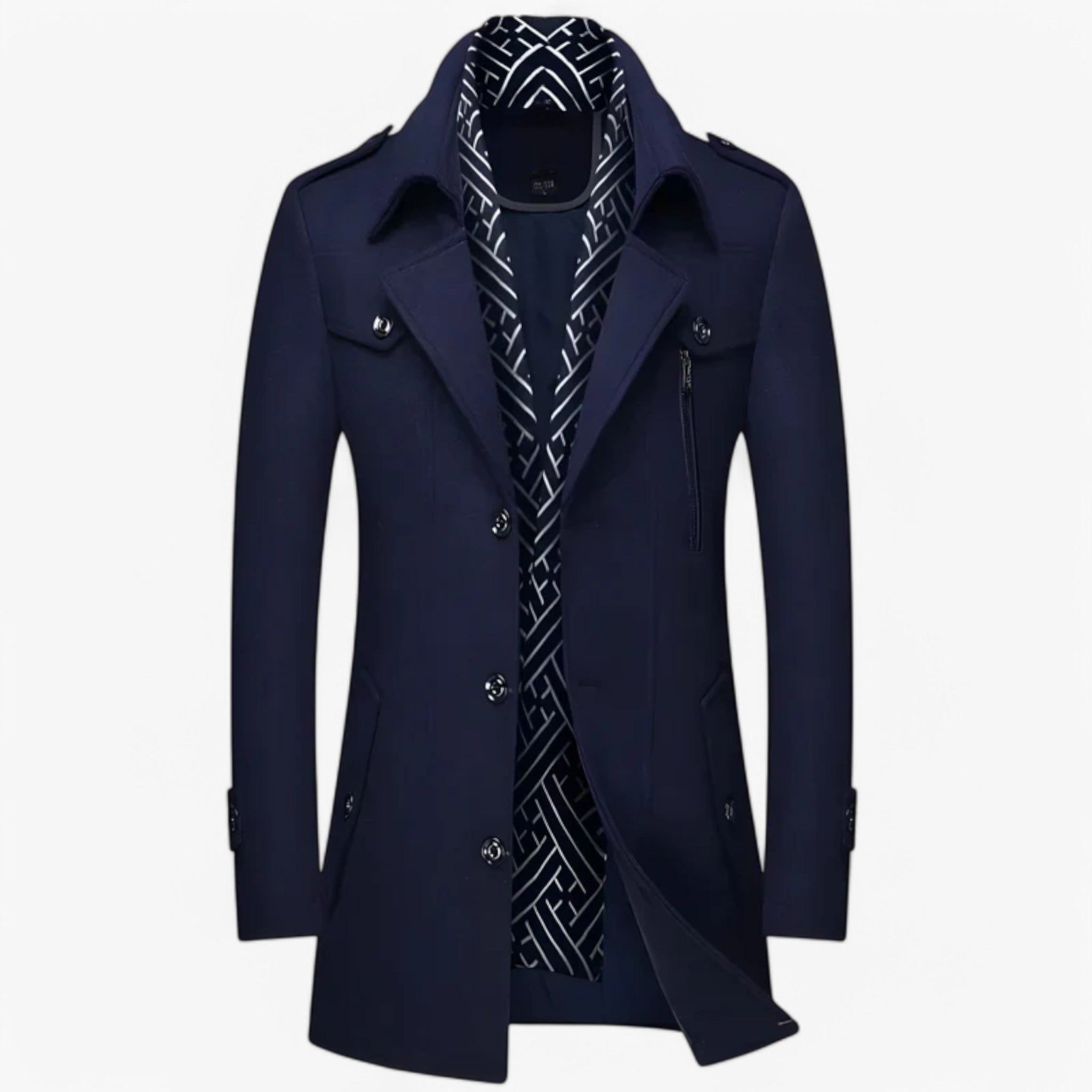 Cappotto in lana di media lunghezza Uomo - Blu navy - cappotto cappotto lana lana lunghezza media men's coats & jackets uomo - Concept Palermo