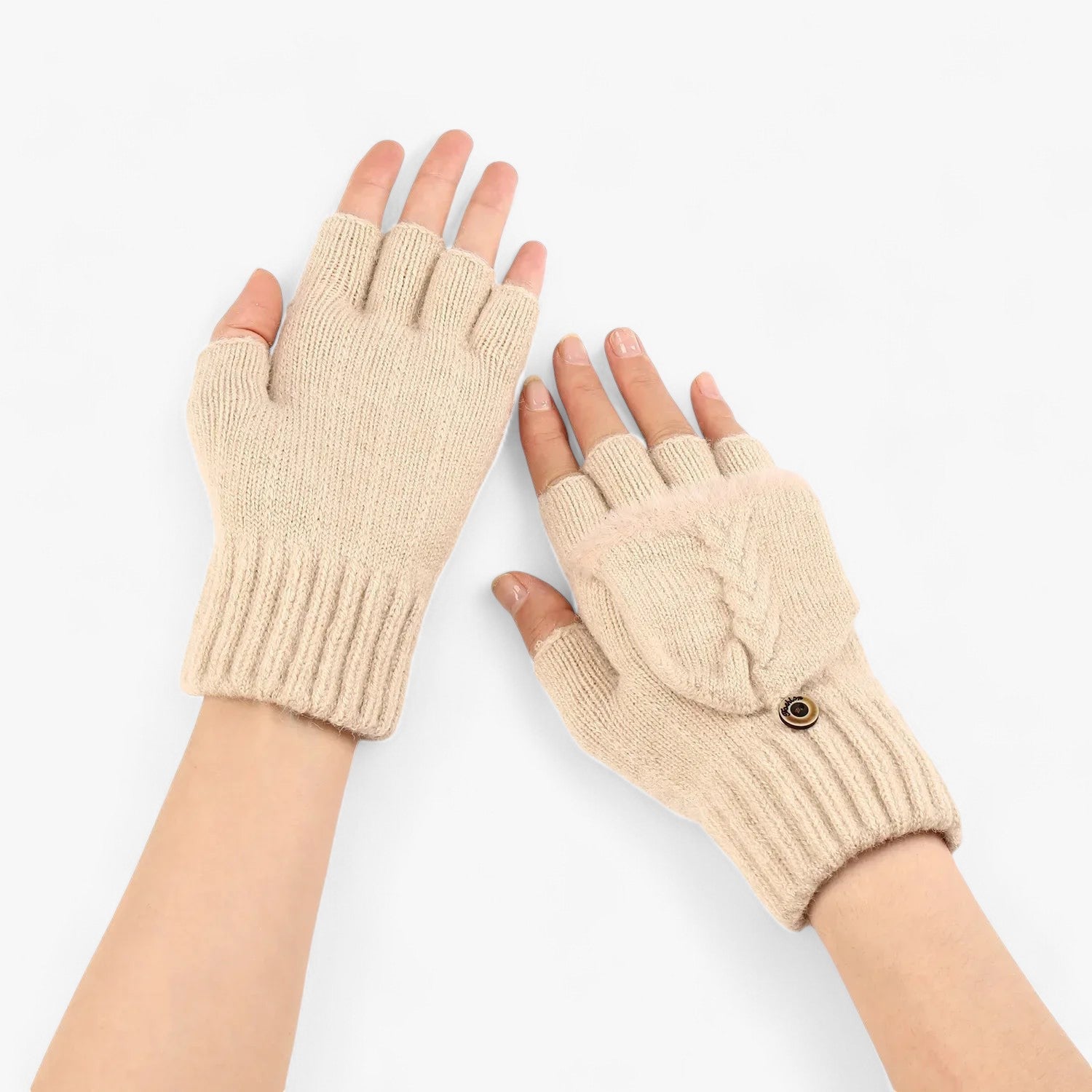 Guanti da donna in maglia spessa e pieghettata, per il freddo - - donna freddo gloves & mittens guanti guanti donna maglia pieghettata spessa - Concept Palermo