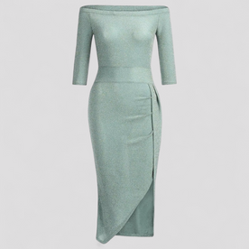Abito Donna Nero in Ecopelle Aderente con Spalle Scoperte - Elegante e Moderno - Verde - abito abito spalle donna dresses Linen pelle scoperte Solid spalle Women - Concept Palermo