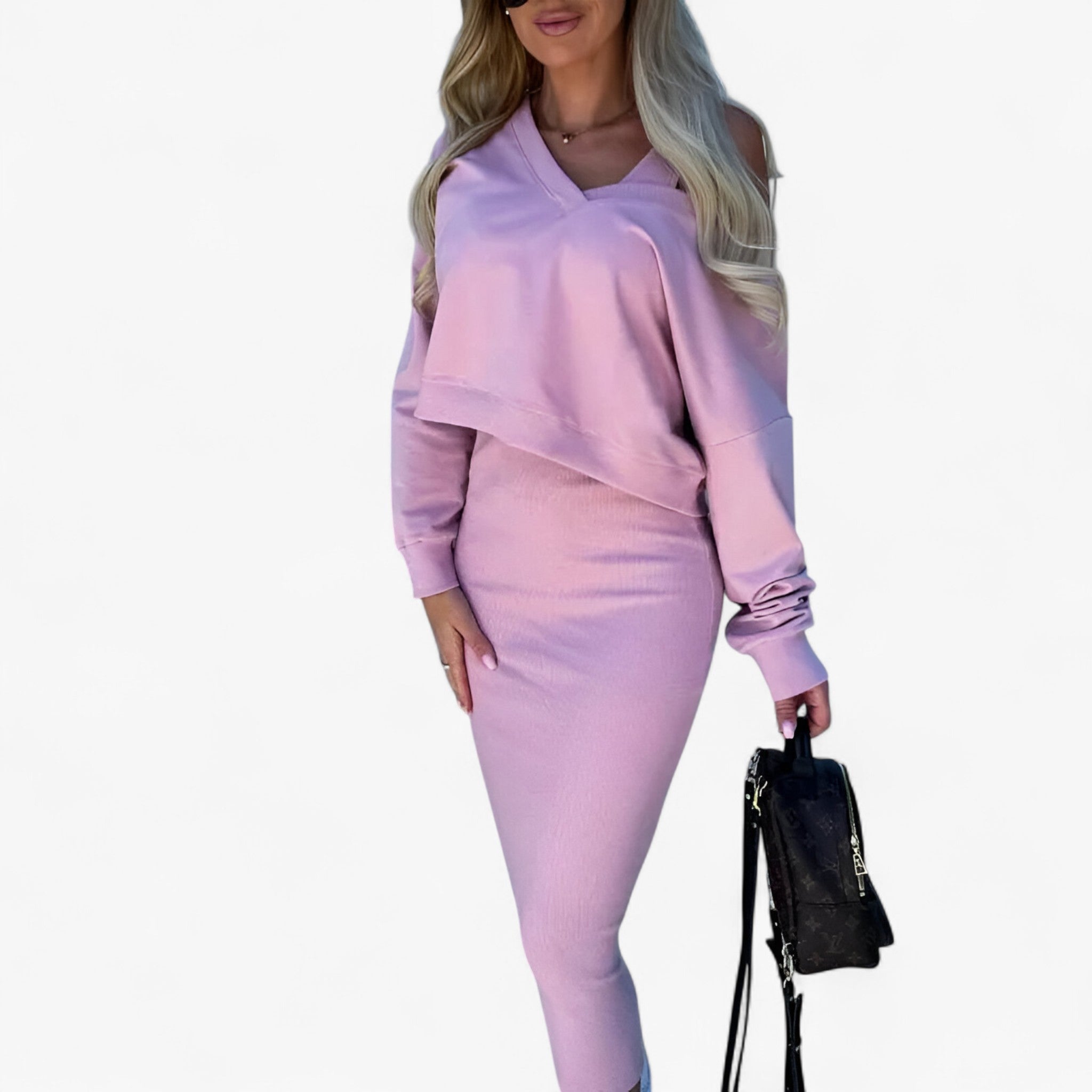 Set maglione e vestito – Comodo e sexy Donna - Rosa - donna maglione maglione vestito outfit sets sexy vestito - Concept Palermo