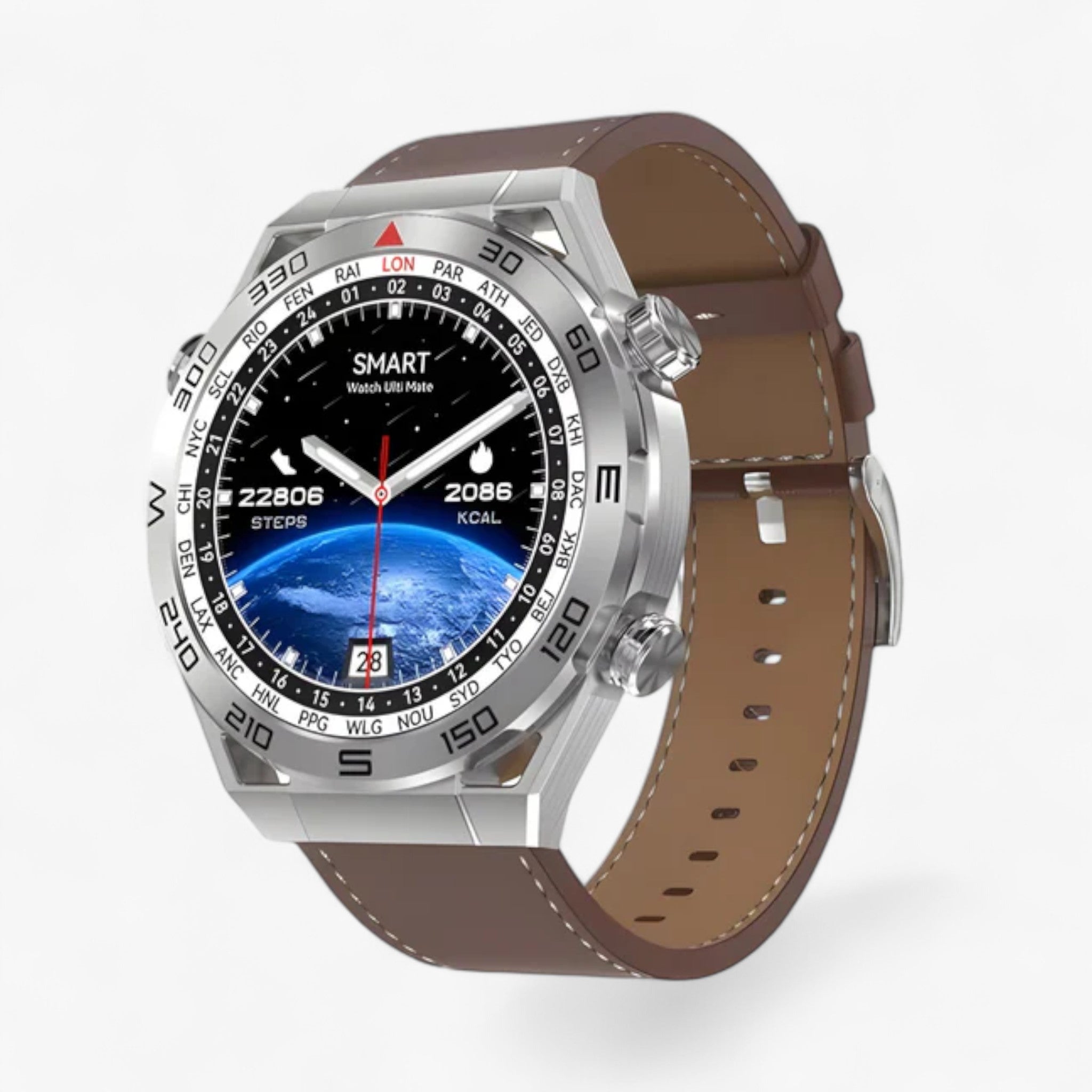 Smartwatch Uomo Nero con GPS, NFC, Chiamate BT, ECG, Monitor Salute e Sport - Compatibile Android iOS - Cuoio argento - bluetooth chiamate Smart Watches uomini uomini chiamate watches wistwatches - Concept Palermo