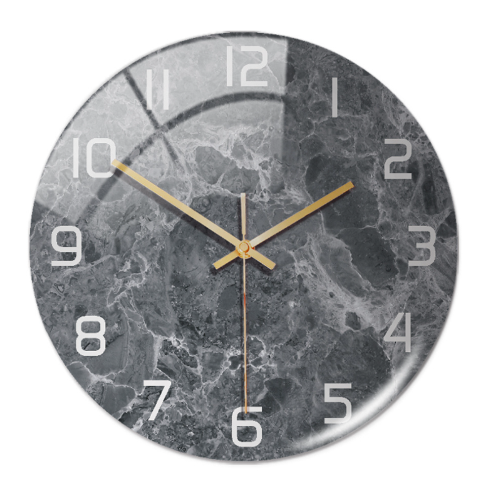 Orologio da Parete Silenzioso Ø30cm, Effetto Marmo Bianco Lusso Moderno per Soggiorno/Ufficio - Grigio scuro - clocks marmo orologio orologio marmo tempo wall clocks - Concept Palermo
