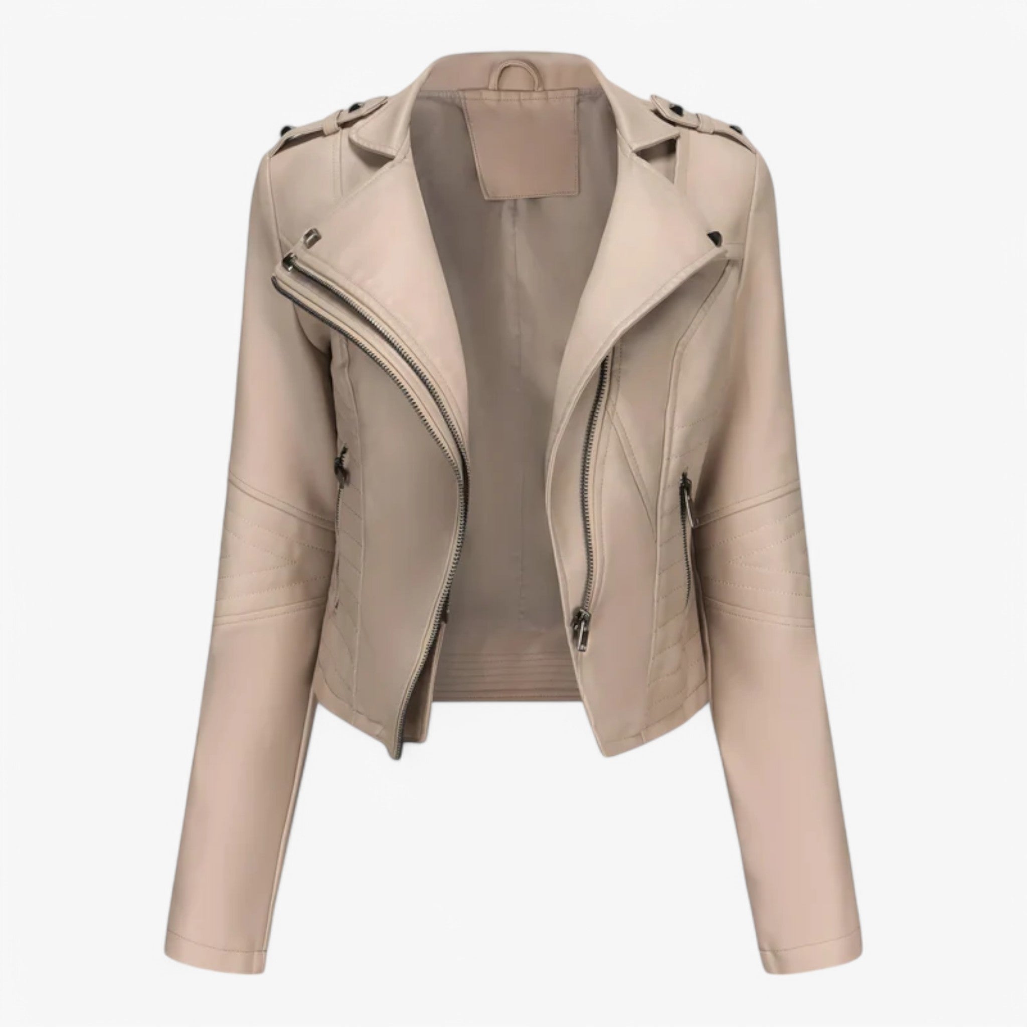 Giacca Biker Corta in Pelle Donna - Alta Qualita, Consegna Rapida - Bianco - biker corta donna giacca giacca biker pelle women's coats & jackets - Concept Palermo