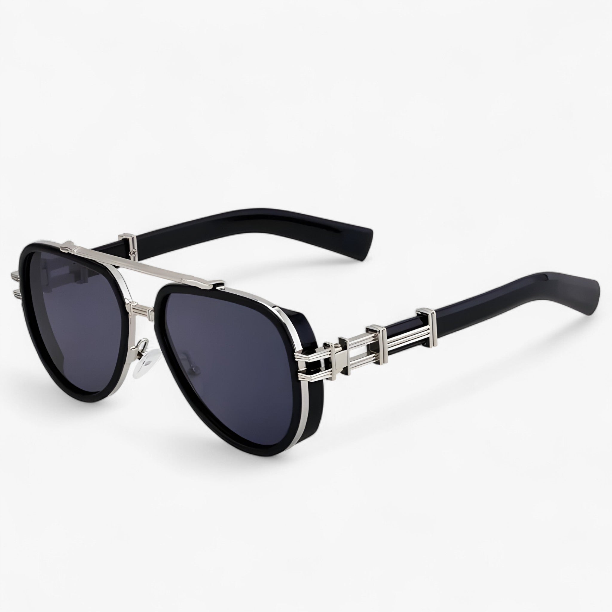 Occhiali da sole polarizzati steampunk oversize Uomo - Nero Argento Grigio - accessoires occhiali occhiali sole oversize polarizzati sole steampunk sunglasses uomo zonnebrillen - Concept Palermo