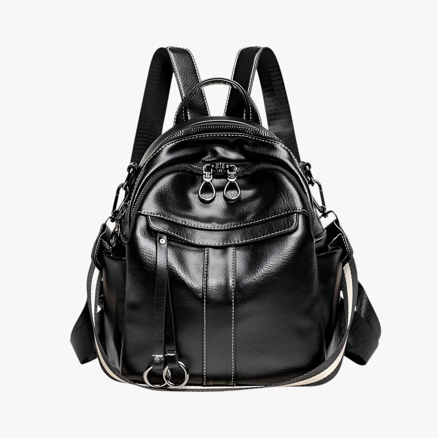 Zaino in pelle PU cerata retrò - C9855-Nero - Bags cerata pelle retr women bags Women's handbags zaino zaino pelle - Concept Palermo