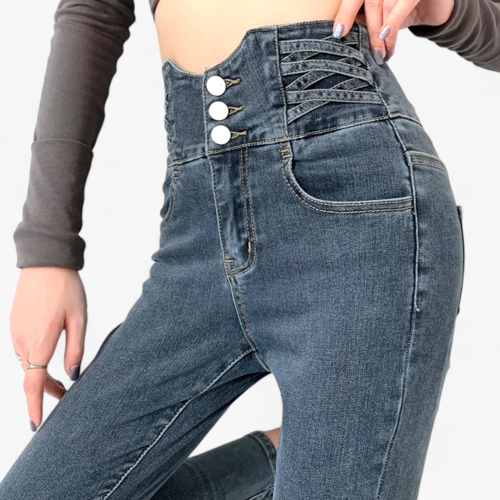 Jeans skinny a matita - Elastico sottile per una vestibilità più snella - - elastico jeans jeans skinny matita pants pants for women Pants women skinny snella sottile women pants - Concept Palermo