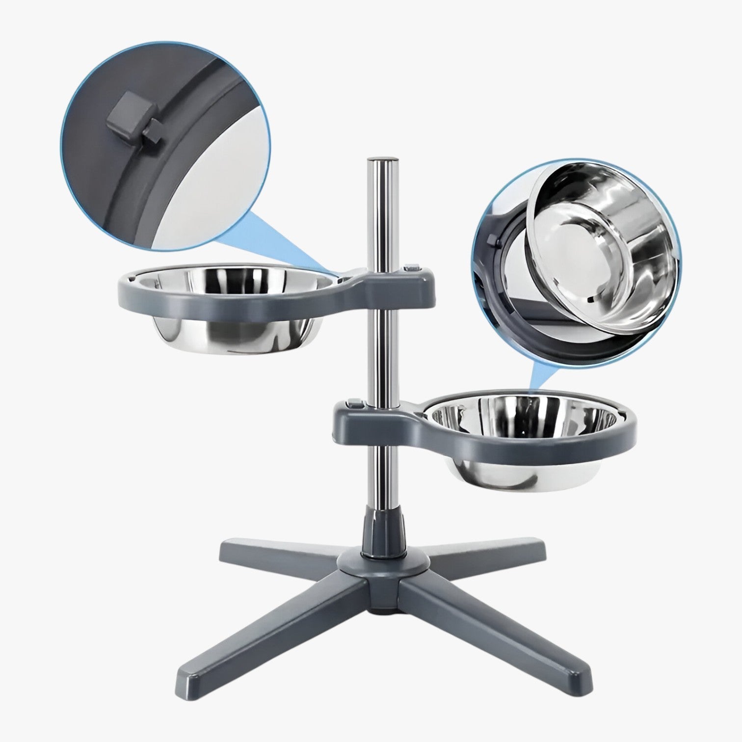 Ciotola per Cani Regolabile con Ciotole in Acciaio Inox Ergonomica e Durevole - - acciaio animali domestici cani ciotola ciotola cani ciotole ergonomica inox pets & supplies - Concept Palermo