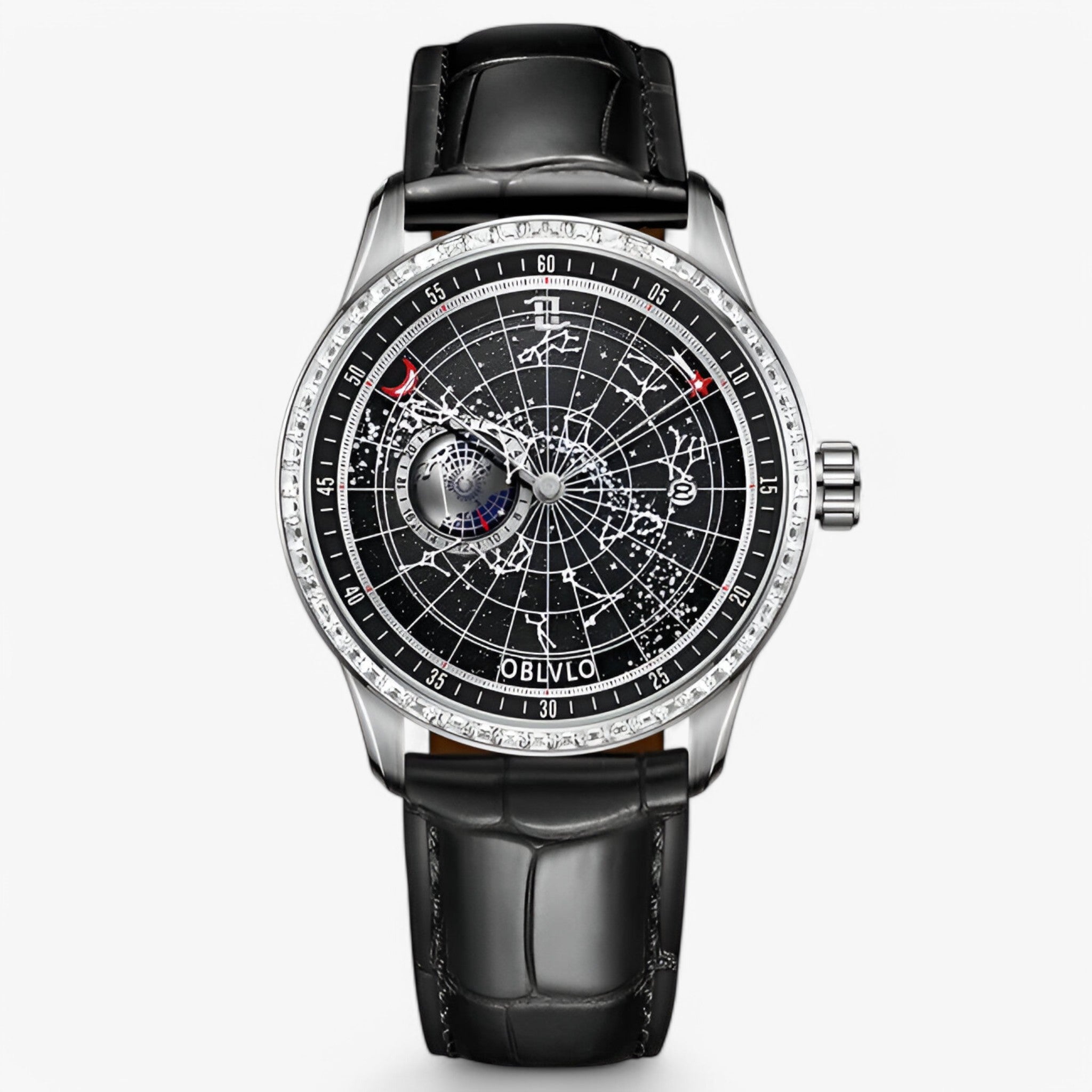 Orologio Automatico da Uomo di Lusso con Cinturino in Vera Pelle Marrone - nero argento - accessoires cinturino horloges meccanico orologio orologio meccanico pelle uomo watches - Concept Palermo