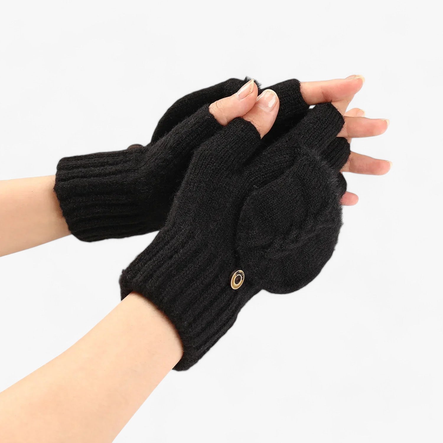 Guanti da donna in maglia spessa e pieghettata, per il freddo - - donna freddo gloves & mittens guanti guanti donna maglia pieghettata spessa - Concept Palermo