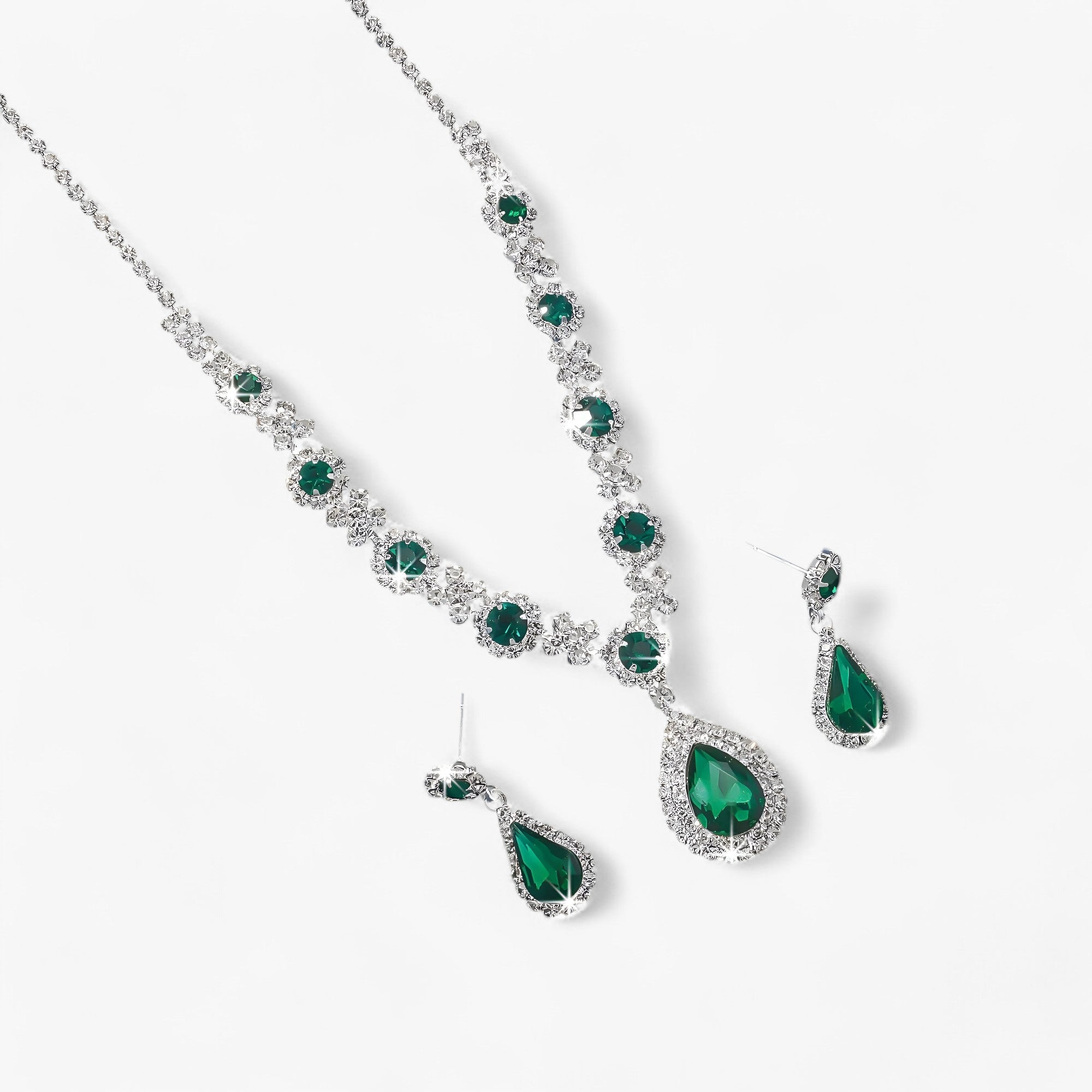 Set Gioielli Sposa Cristallo Goccia: Collana e Orecchini Eleganti Donna Argento 925 - - donna goccia jewelry lana necklaces Necklaces for Women nozze nozze pezzi orecchini pendente WOMEN - Concept Palermo