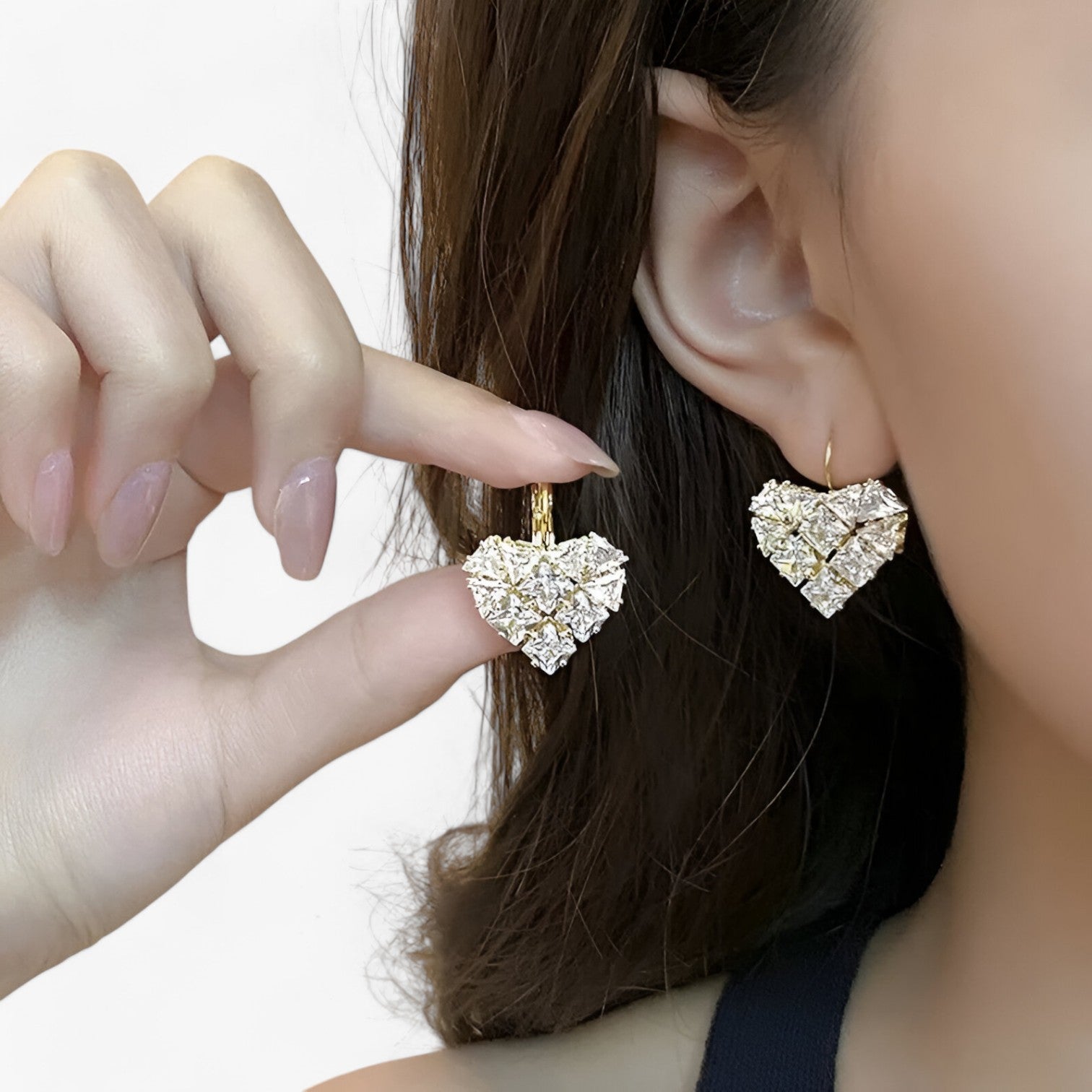 Orecchini a forma di cuore di lusso francese con zirconia Uomo - - Accessories Jewelry cuore EARRINGS forma francese jewelry orecchini orecchini forma uomo zirconia - Concept Palermo