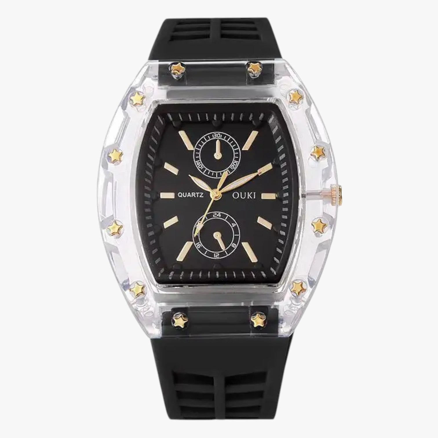Orologio Casual Analogico da Uomo in Silicone Nero con Cinturino Regolabile - Nero senza scatola - analogico casual female watch ladies watch orologio orologio analogico silicone watch watch for women watches - Concept Palermo