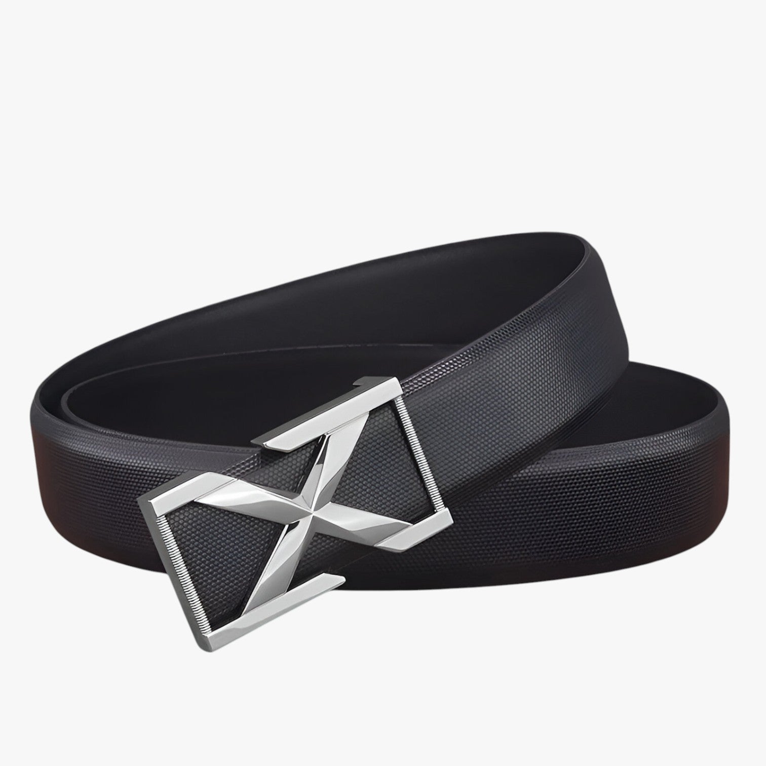 Cintura da Uomo con Fibbia X Stile Casual di Lusso per Giovani - Nero Fibbia argento - Belts belts for men casual cintura cintura uomo fibbia giovani Mens belt stile uomo - Concept Palermo