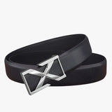 Herenriem van echt zwart leer, luxe gesp, elegante en casual stijl