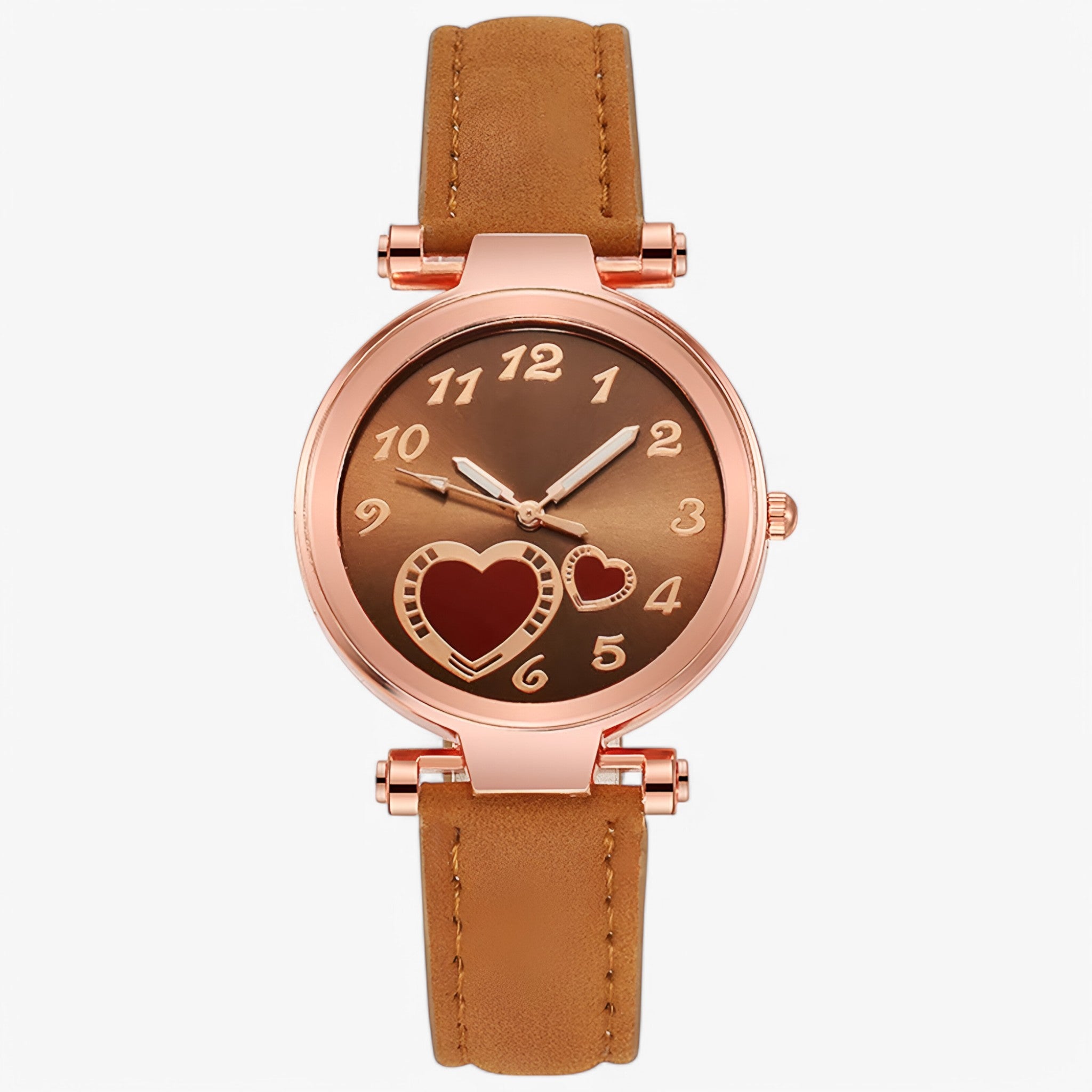 Orologio da donna in pelle con bracciale al quarzo e design di lusso - Marrone - accessoires bracciale design donna horloges orologio orologio donna pelle quarzo watches - Concept Palermo