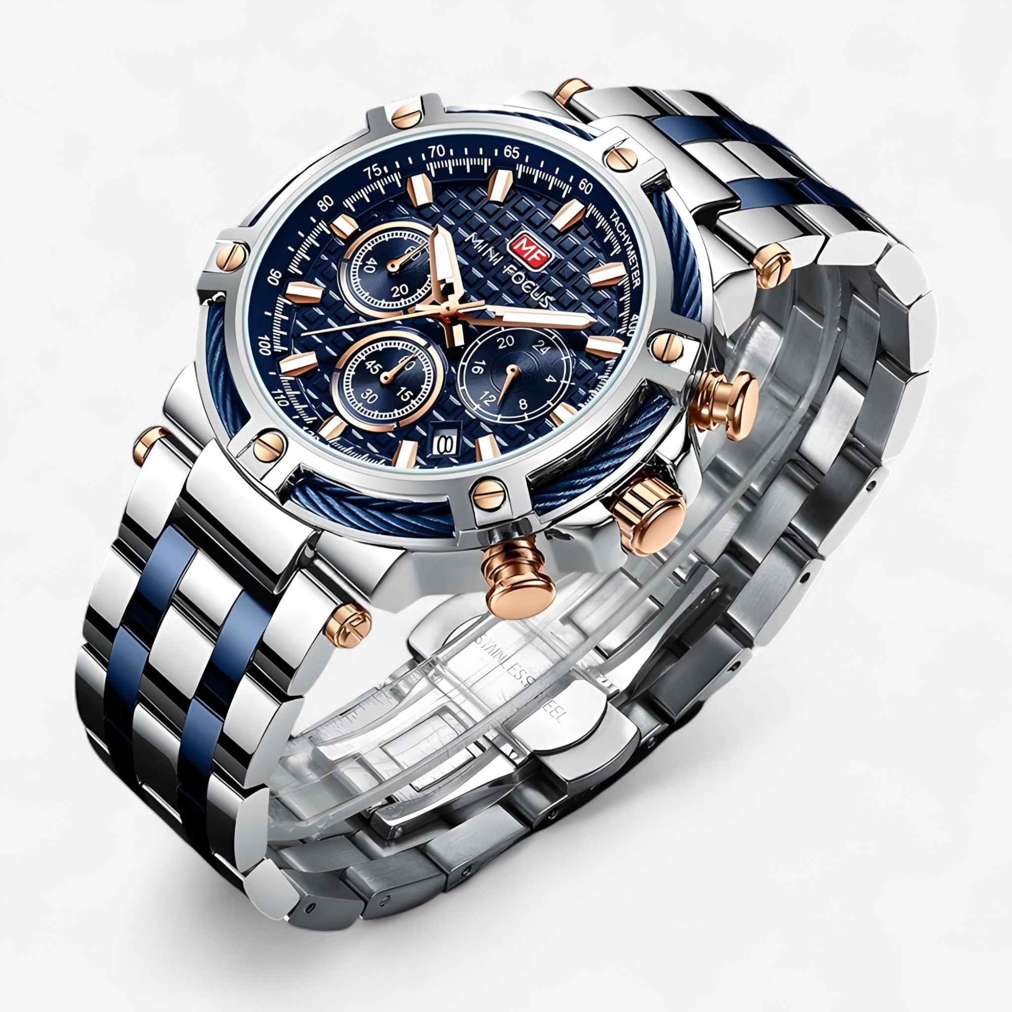Orologio da Uomo Elegante al Quarzo con Cinturino in Pelle Nera e Cassa in Acciaio Inox - - orologio orologio uomo uomo watches WATCHES FOR MEN - Concept Palermo