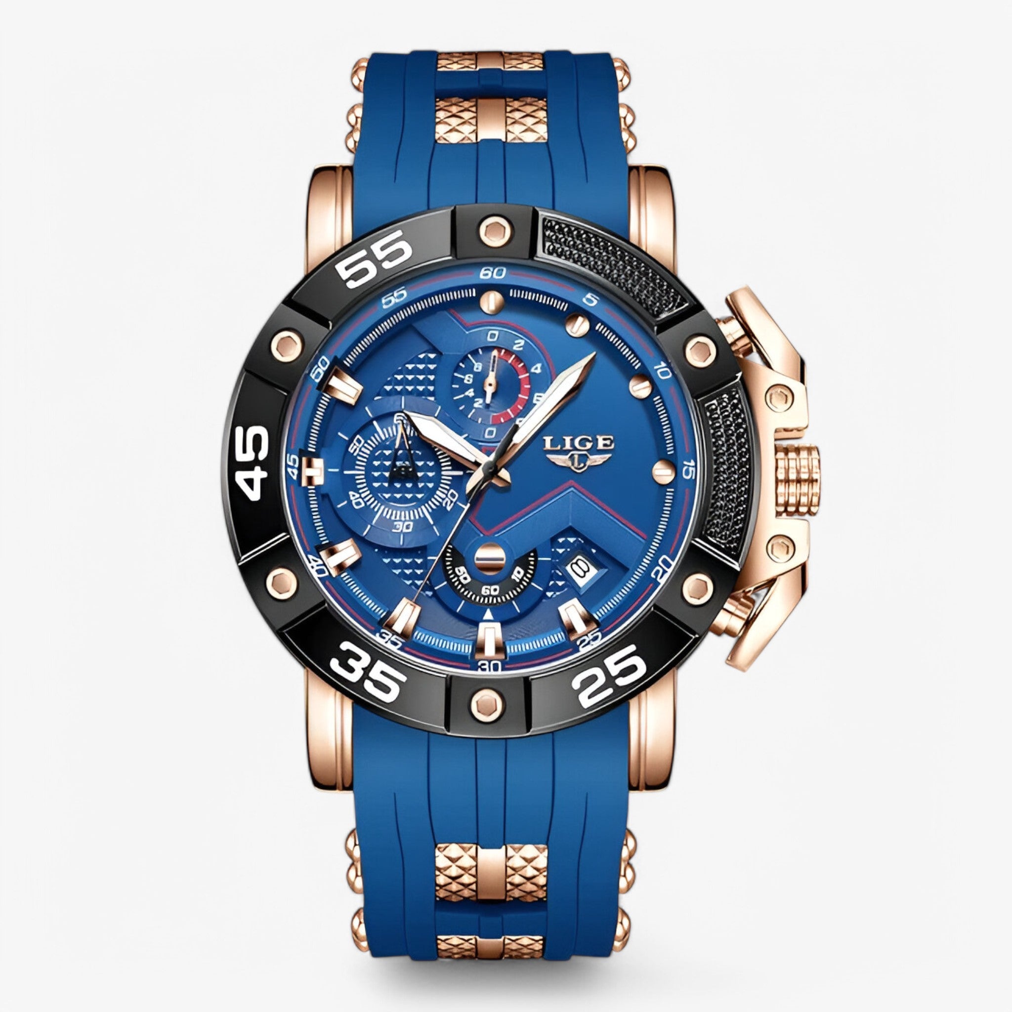 Orologio da uomo militare sportivo al quarzo “Paco – Creato Per Chi Ama L’Azione.” - blu oro rosa - azione creato militare orologio orologio uomo paco quarzo sportivo watch for men - Concept Palermo