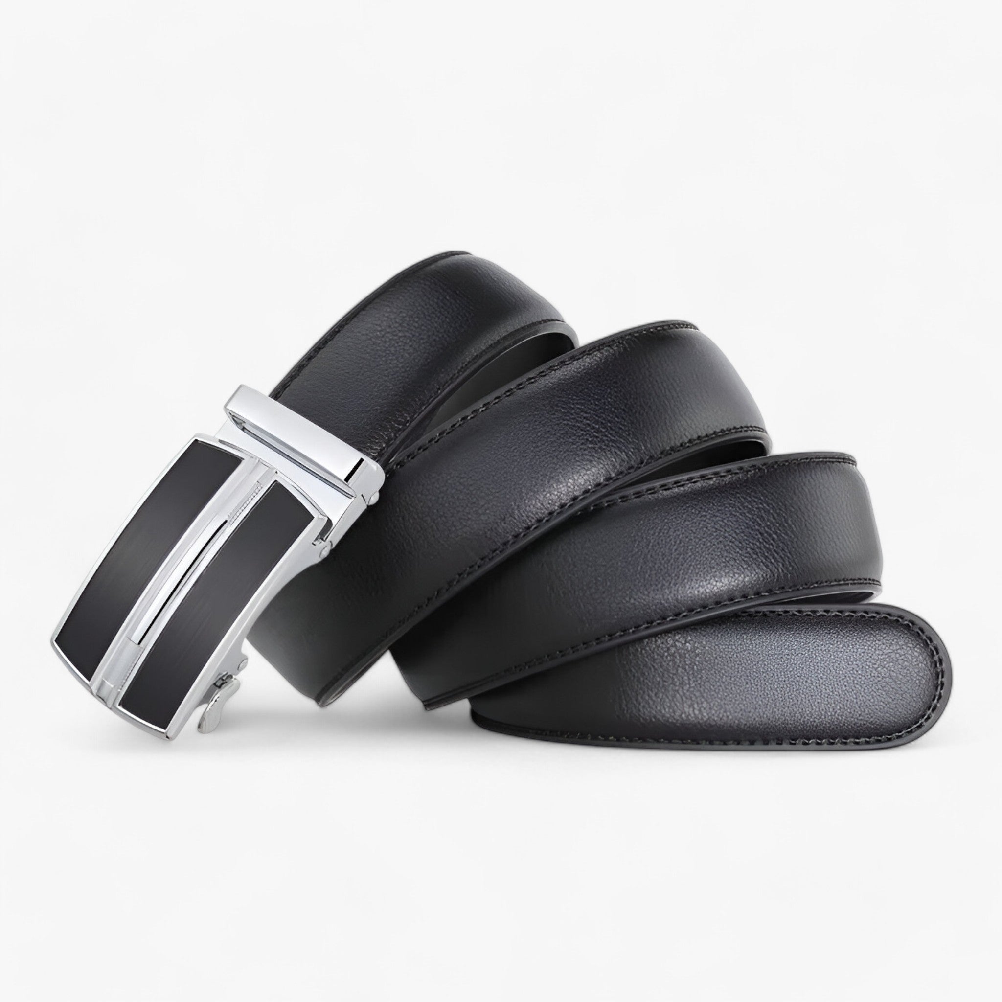 Cintura Uomo in Vera Pelle Nera - Design Contemporaneo ed Elegante - - cintura cintura pelle contemporanea men's belt pelle uomo - Concept Palermo