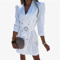 Vestido blazer de mujer tejido negro sastre refinado
