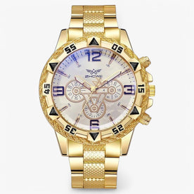 Orologio da uomo di lusso - senza tempo con accenti di luce blu - Oro-Bianco - accenti Linen luce Men mens accessory orologio orologio uomo tempo uomo watch for men watches - Concept Palermo