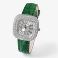 Reloj de mujer en piel verde con diamantes