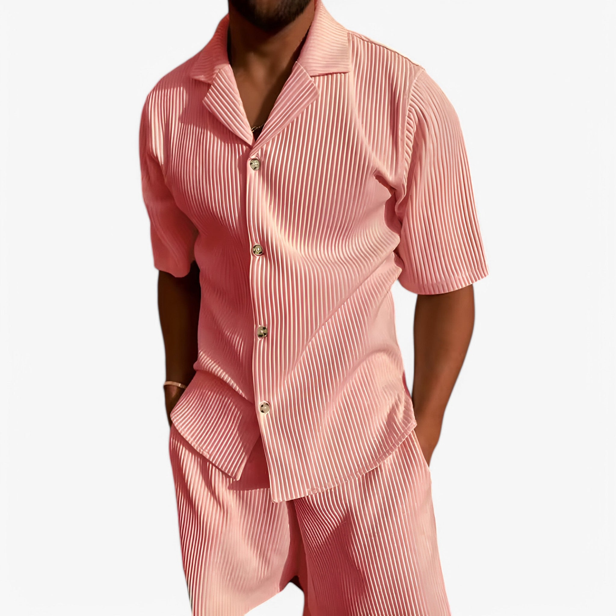 Tuta Casual in Velluto a Coste Uomo - Rosa - casual coste men's top clothes tuta tuta casual uomo velluto - Concept Palermo
