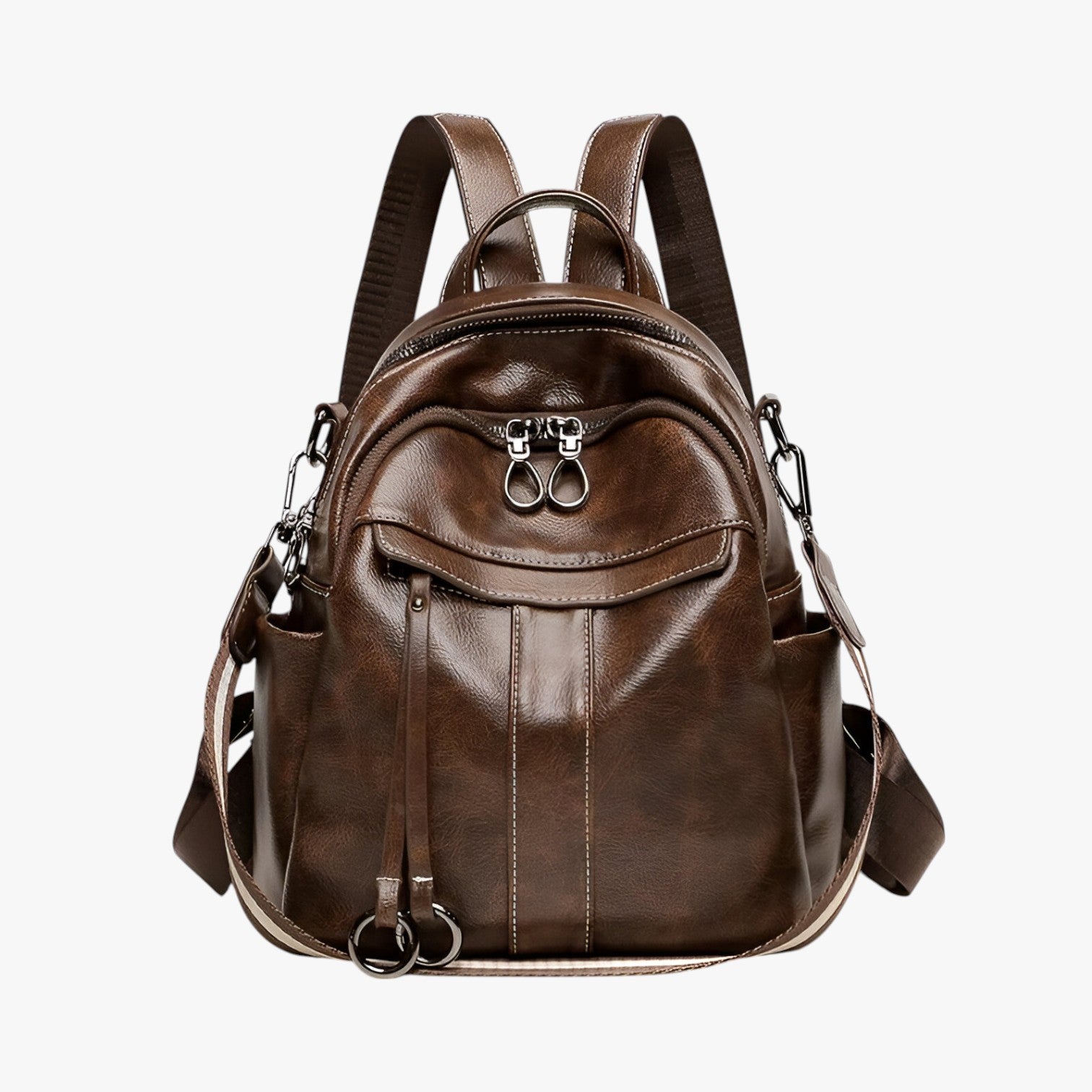 Zaino in pelle PU cerata retrò - C9855-Caffè - Bags cerata pelle retr women bags Women's handbags zaino zaino pelle - Concept Palermo