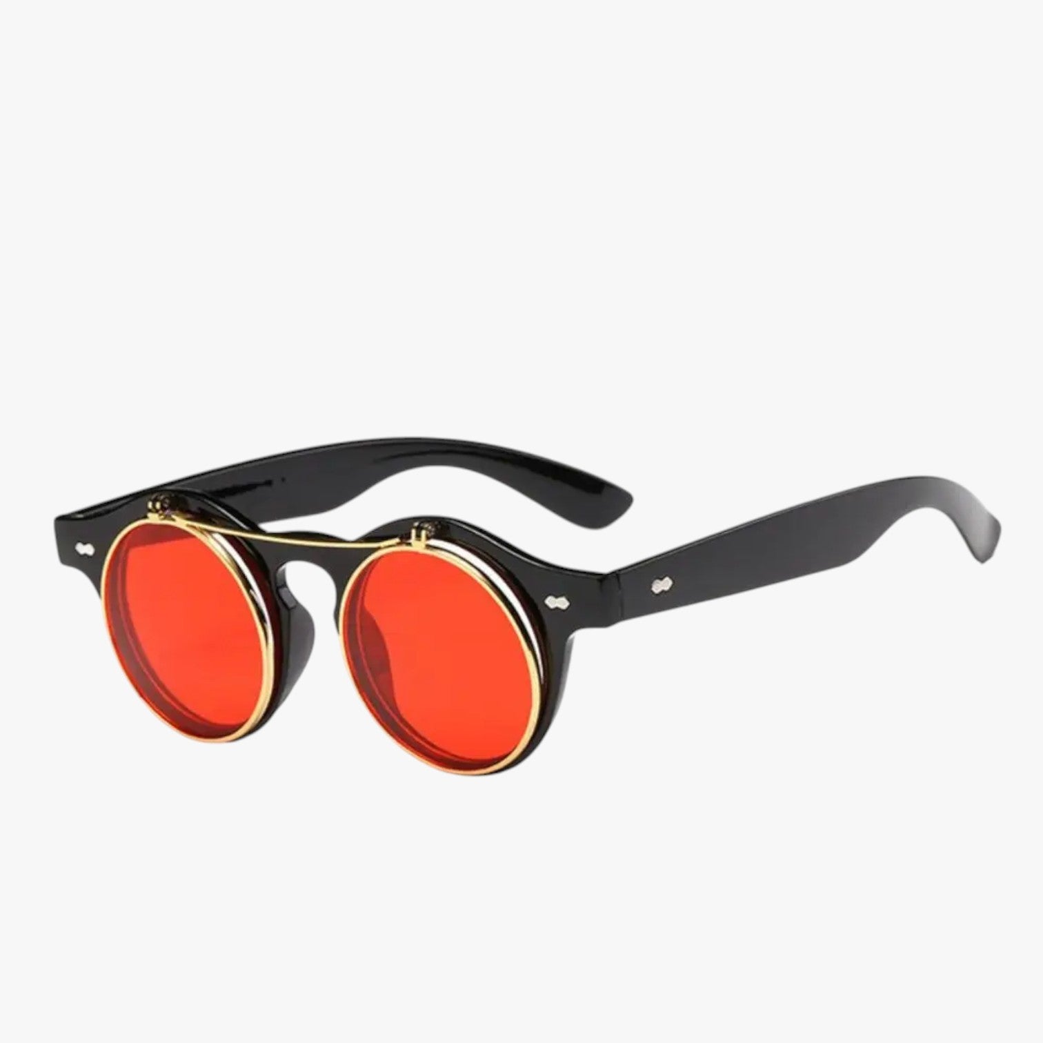 Occhiali da Sole Retrò Unisex Doppia Lente Flip & Protezione UV Punk Uomo - nero rosso - doppia Fashion Sunglasses flip lente mens sunglasses occhiali occhiali sole protezione punk retr Sunglasses - Concept Palermo